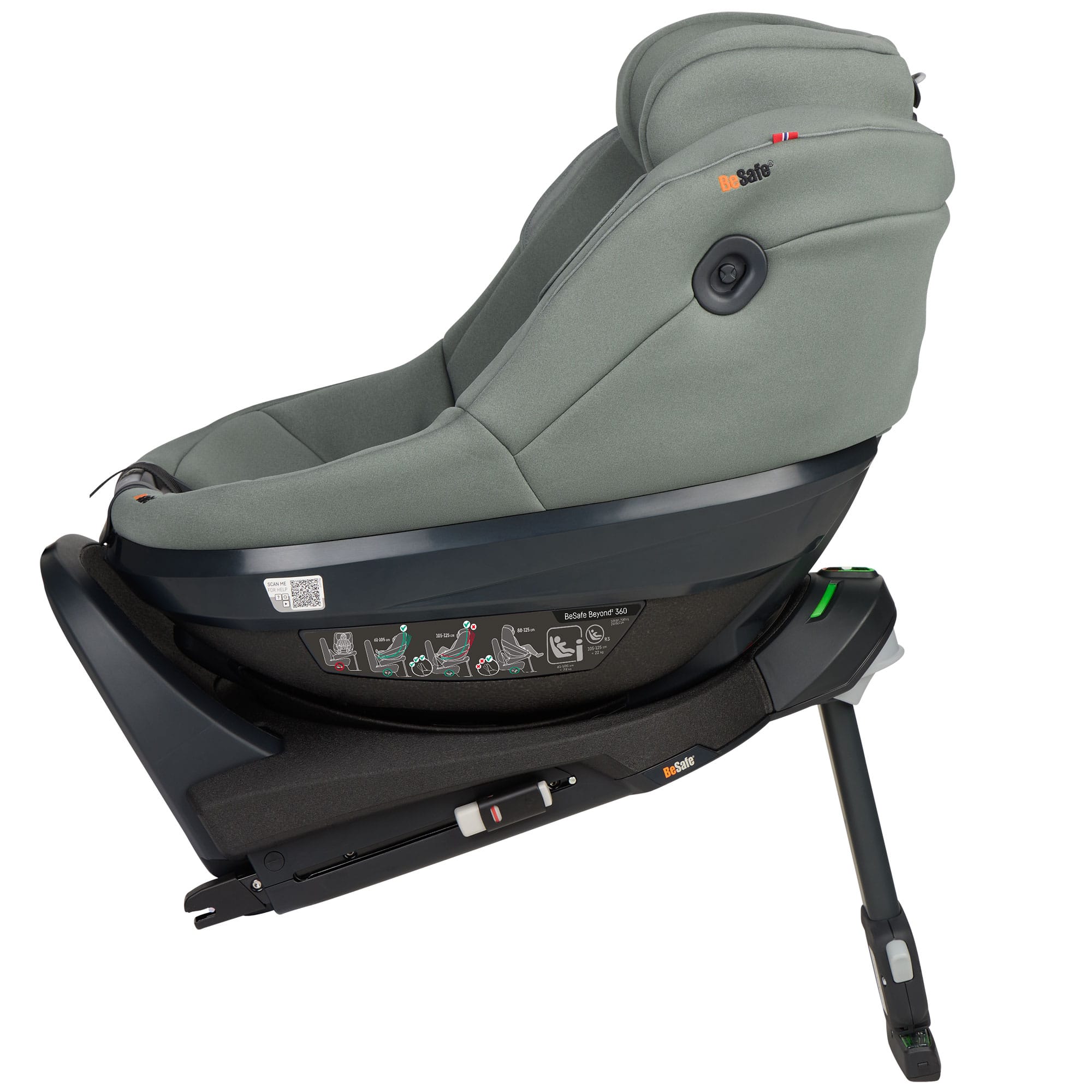 BeSafe Beyond 2 360 Car Seat & Base in Meadow Green Soft Breeze Toddler Car Seats