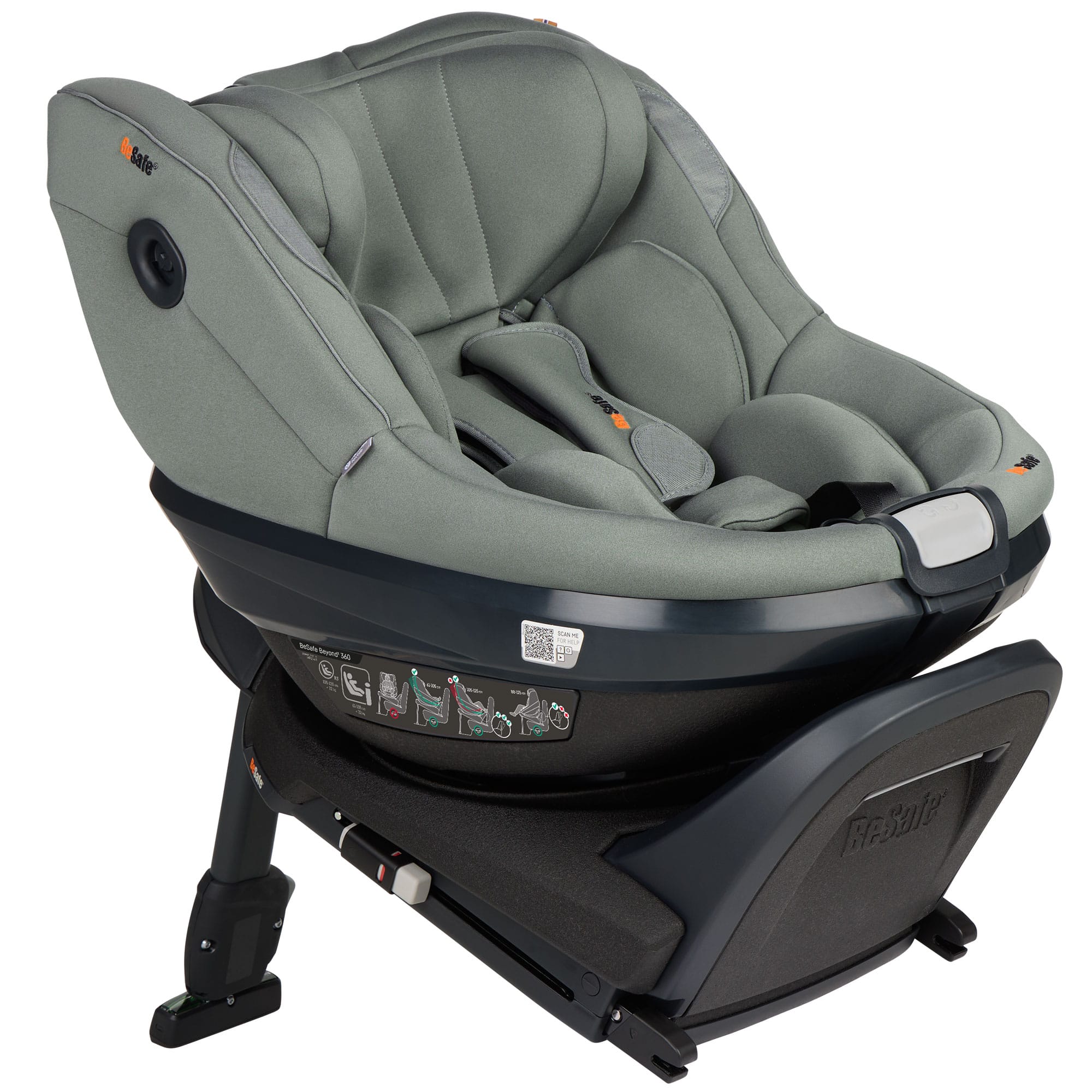 BeSafe Beyond 2 360 Car Seat & Base in Meadow Green Soft Breeze Toddler Car Seats