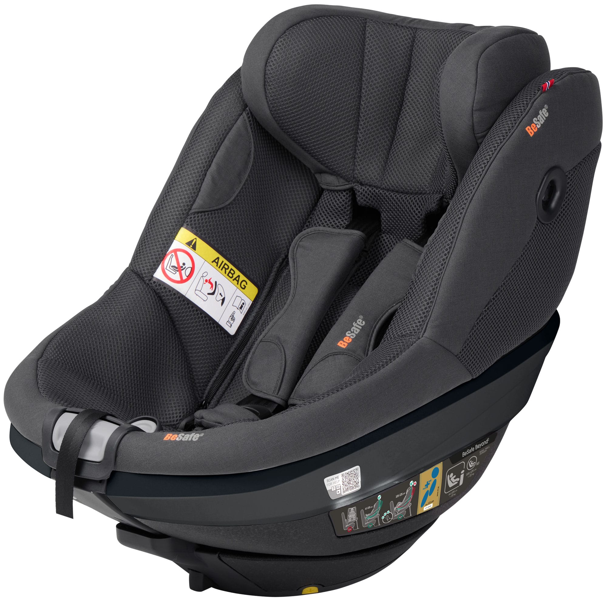 BeSafe Beyond 2 Rear Facing Car Seat in Anthracite Mesh Toddler Car Seats