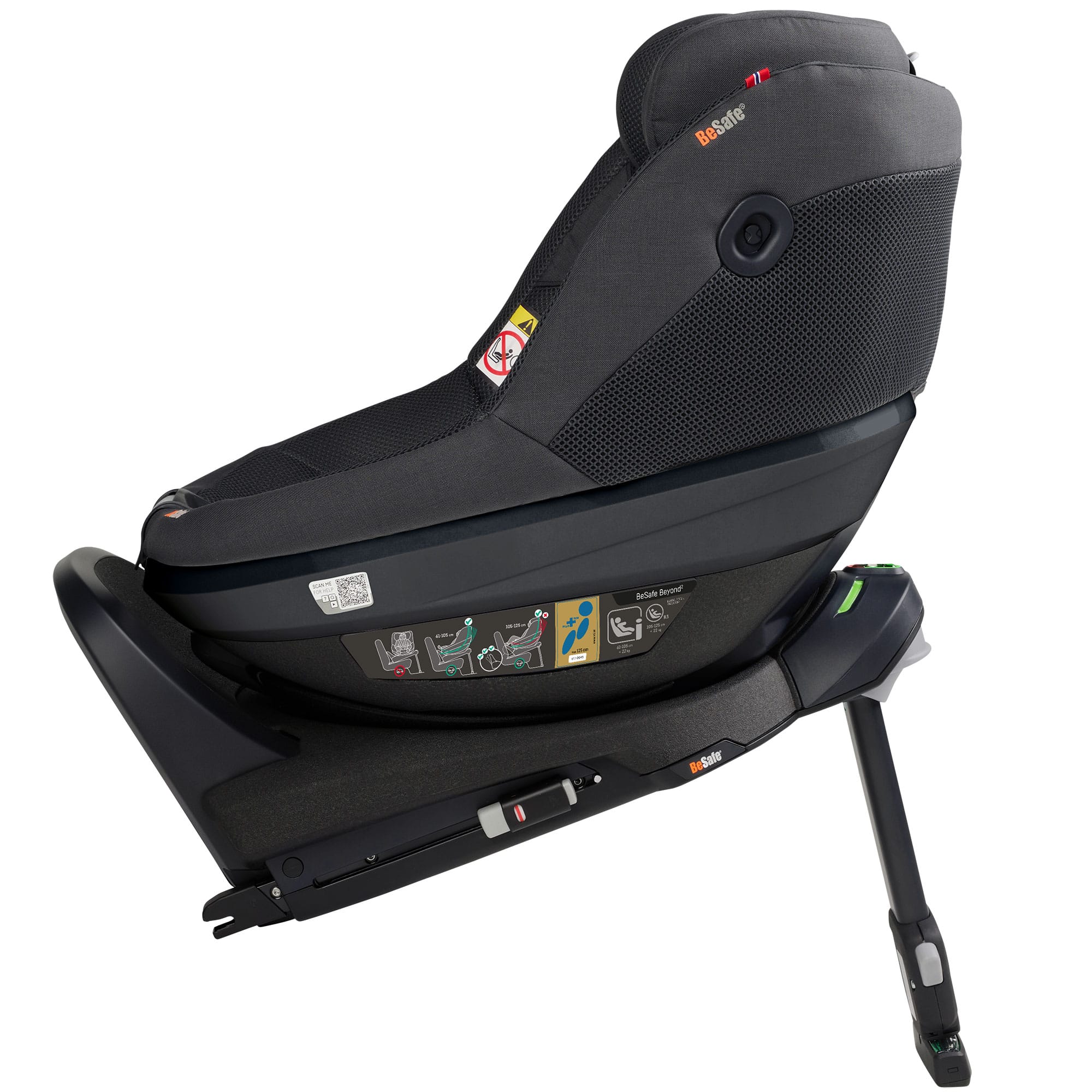 BeSafe Beyond 2 Rear Facing Car Seat in Anthracite Mesh Toddler Car Seats