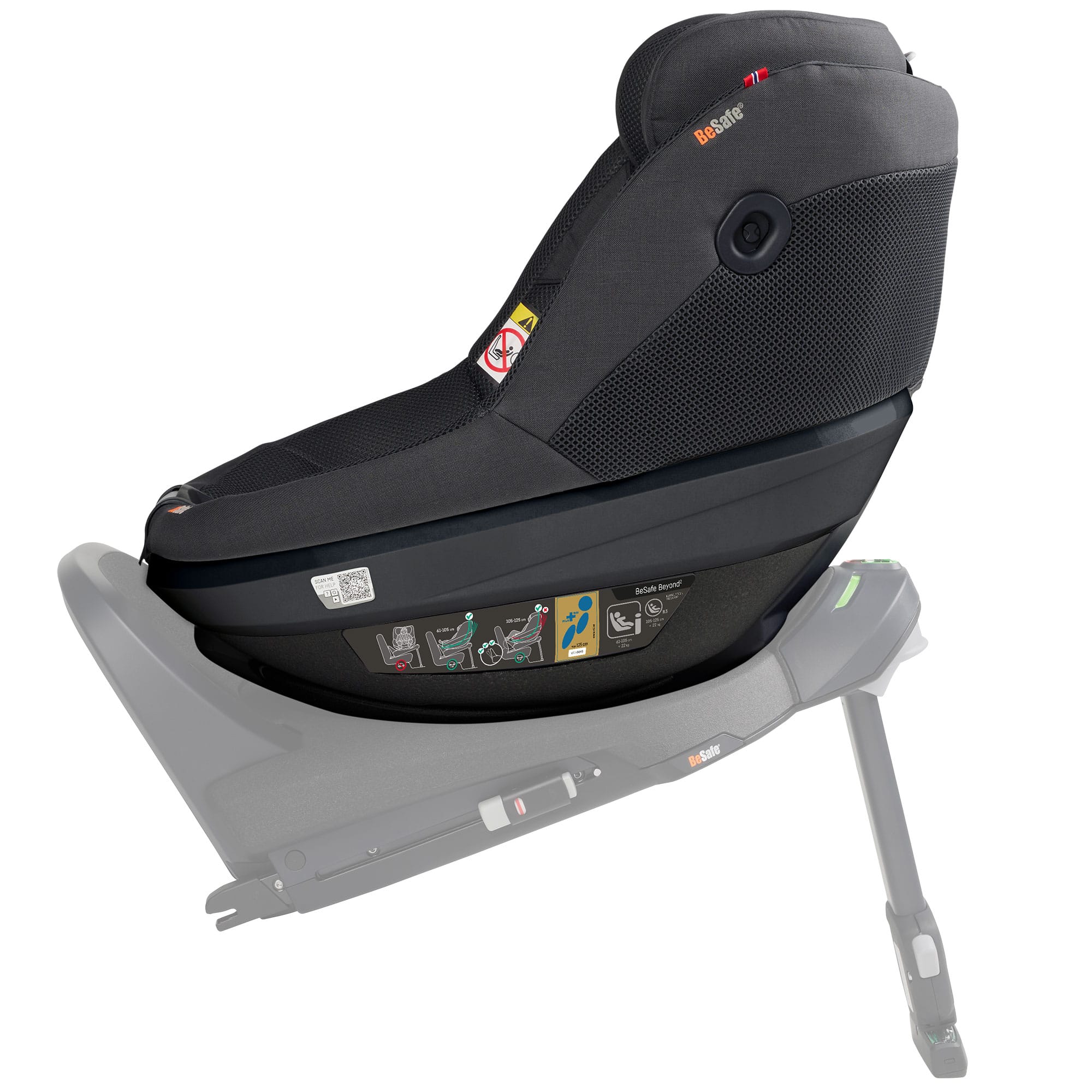 BeSafe Beyond 2 Rear Facing Car Seat in Anthracite Mesh Toddler Car Seats