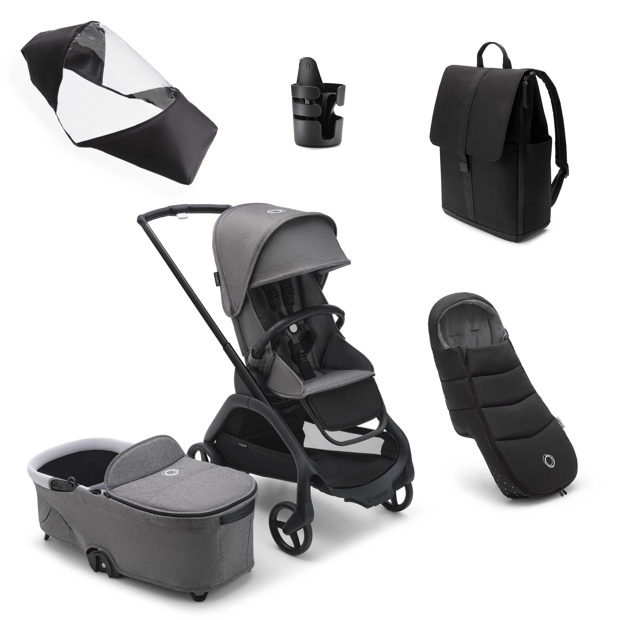 Bugaboo Dragonfly Complete Bundle - Graphite/Grey Melange Baby Prams 13811-GRA-GRE-MEL 8717447189534