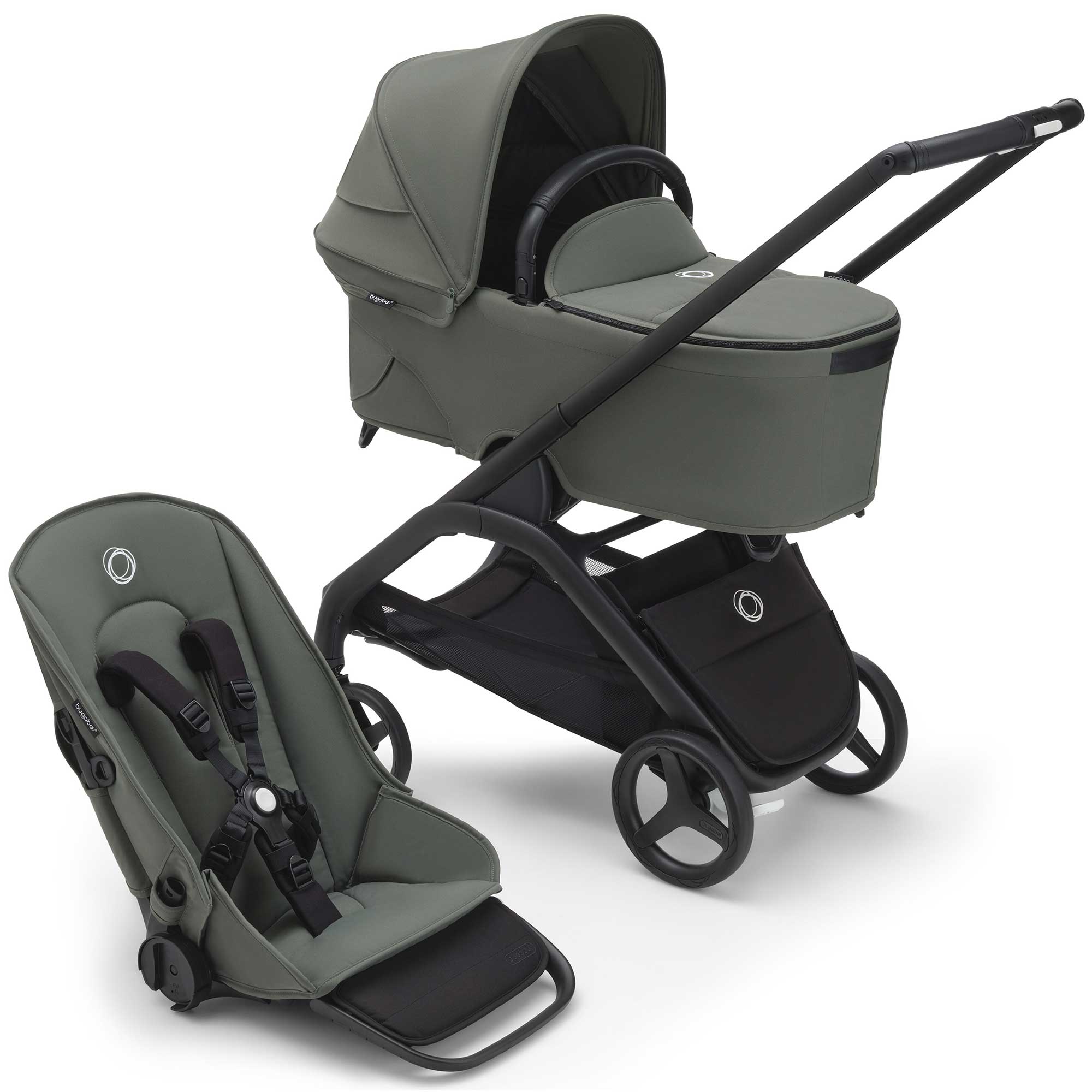 Bugaboo Dragonfly Complete Pram - Black/Forest Green Baby Prams 13804-BLK-FOR-GRN 8717447581772