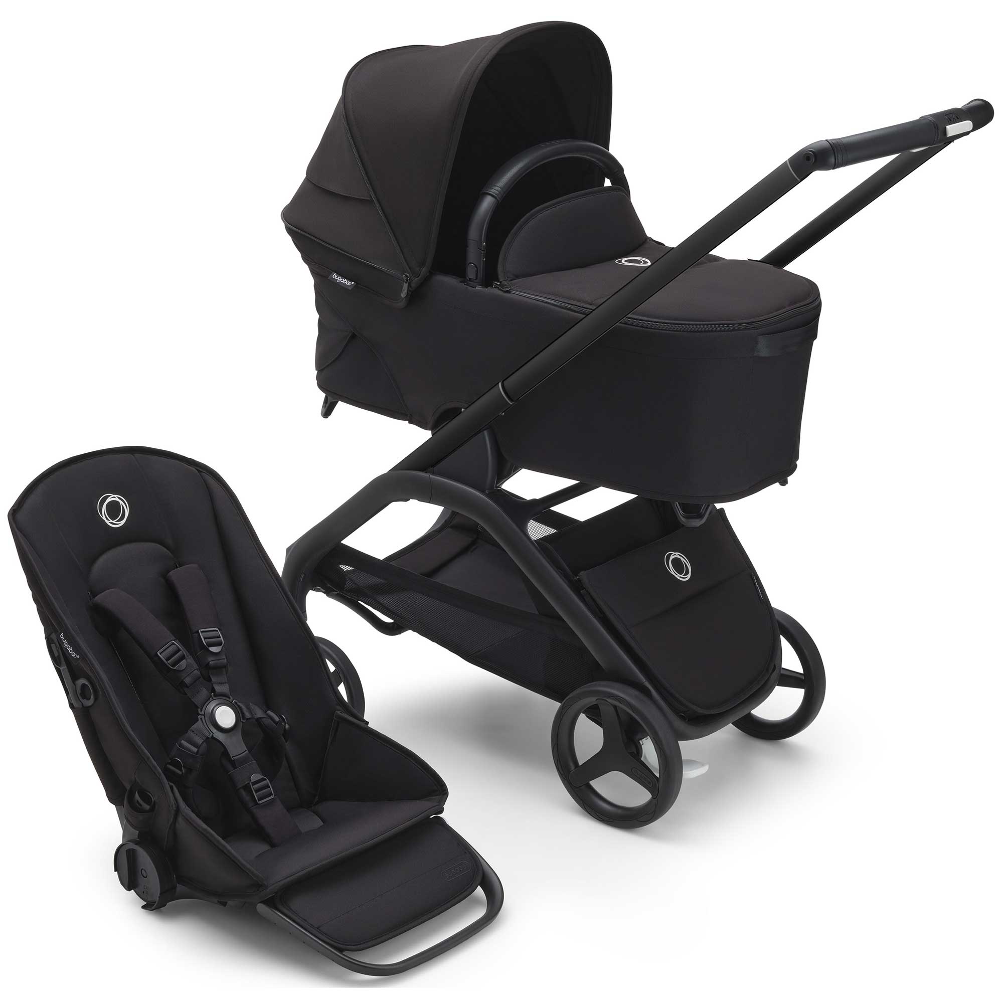 Bugaboo Dragonfly Complete Pram - Black/Midnight Black Baby Prams 13803-BLK-MID-BLK 8717447448044