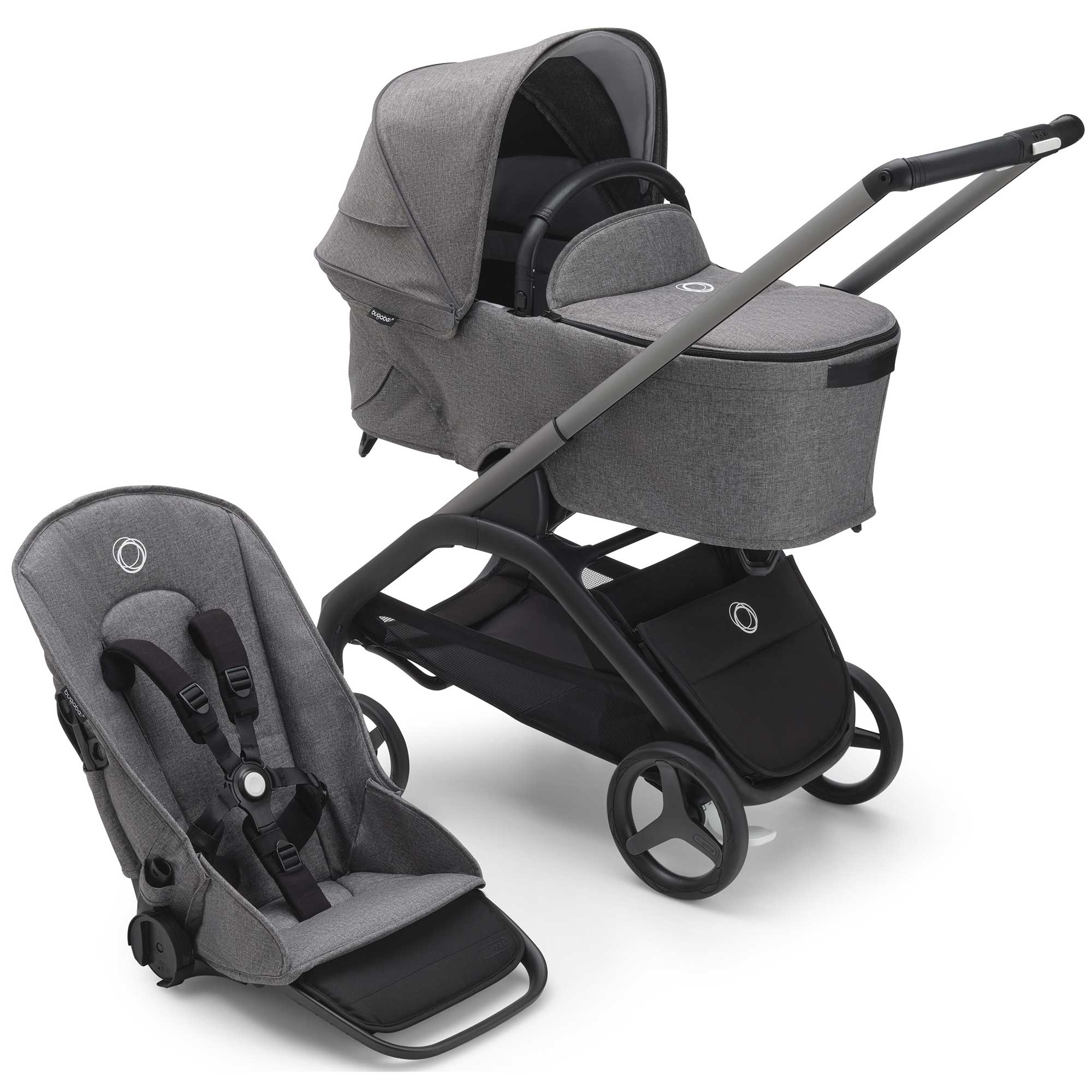 Bugaboo Dragonfly Complete Pram - Graphite/Grey Melange Baby Prams 13801-GRA-GRE-MEL 8717447189534