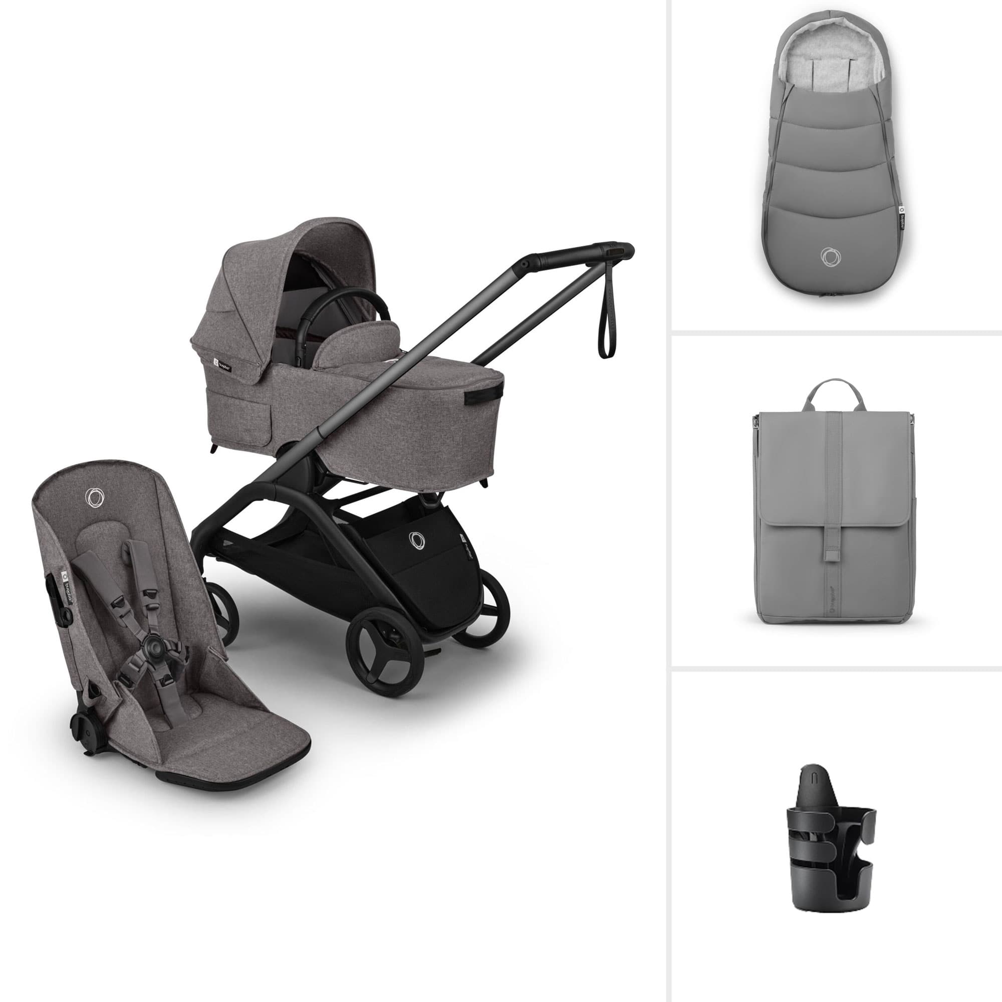 Bugaboo Dragonfly Plus Essential Stroller Bundle - Grey Melange Baby Prams BUG-DFLY-PLUS-ESS-4 8717447303633