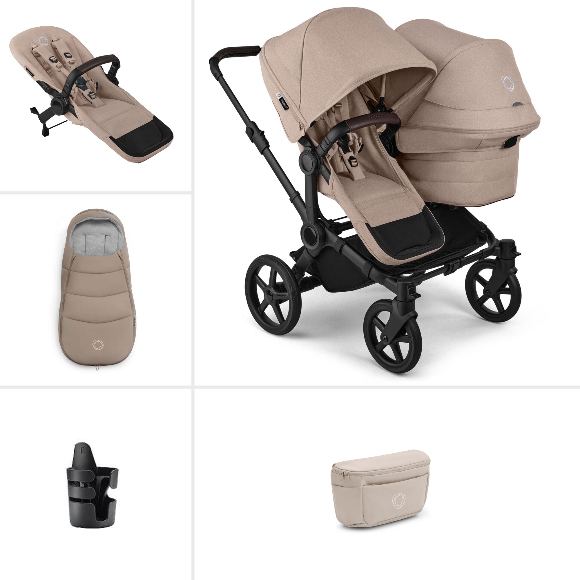 Bugaboo Donkey 6 Double Essential Bundle in Desert Taupe