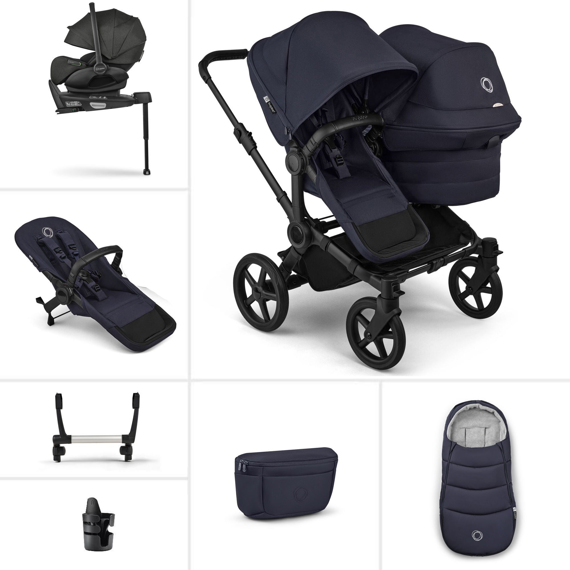 Bugaboo Donkey 6 Double Ultimate Newborn Bundle in Deep Indigo