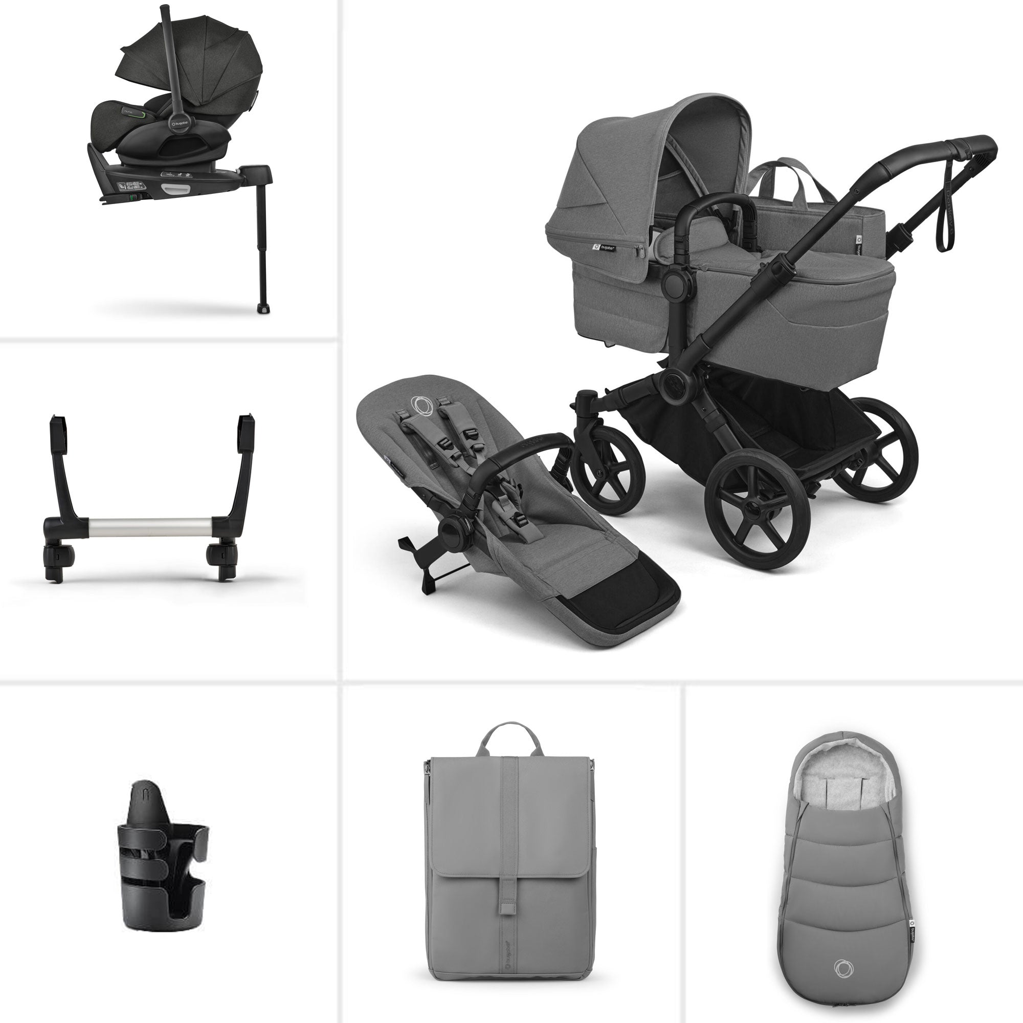 Bugaboo Donkey 6 Single Ultimate Newborn Bundle in Moon Grey