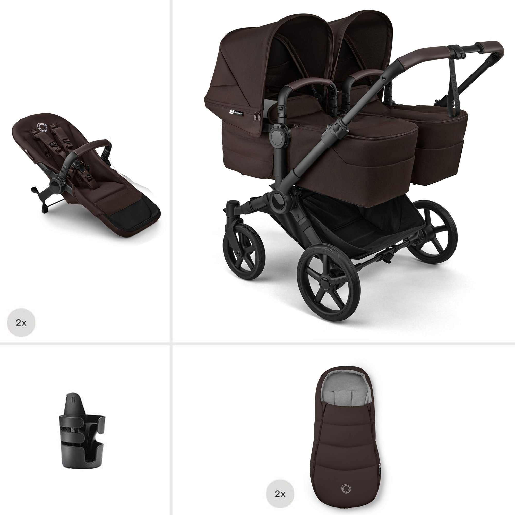 Bugaboo Donkey 6 Twin Essential Bundle in Cocoa Brown