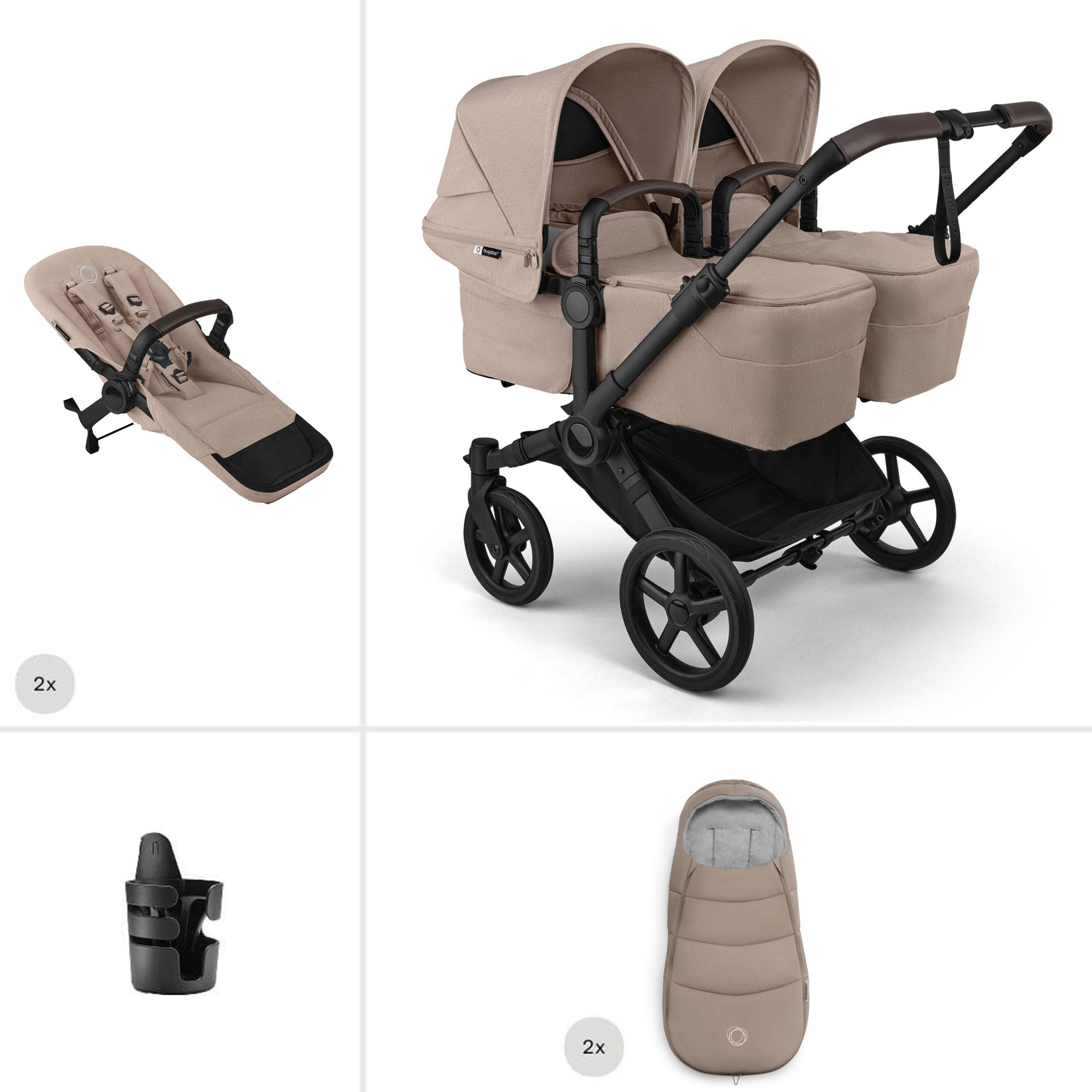 Bugaboo Donkey 6 Twin Essential Bundle in Desert Taupe