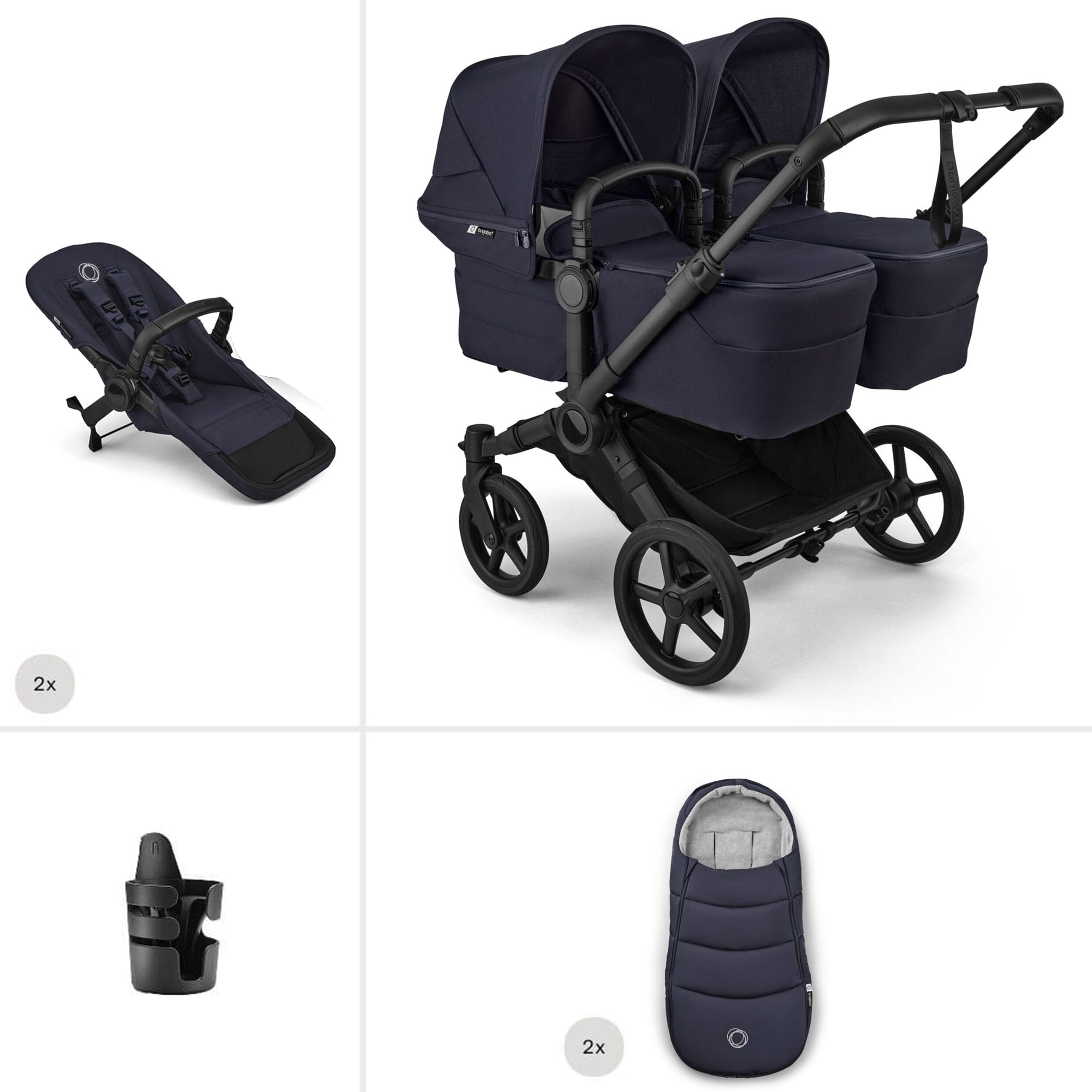 Bugaboo Donkey 6 Twin Essential Bundle in Deep Indigo Double & Twin Prams 21681-DEE-IND 8717447500025