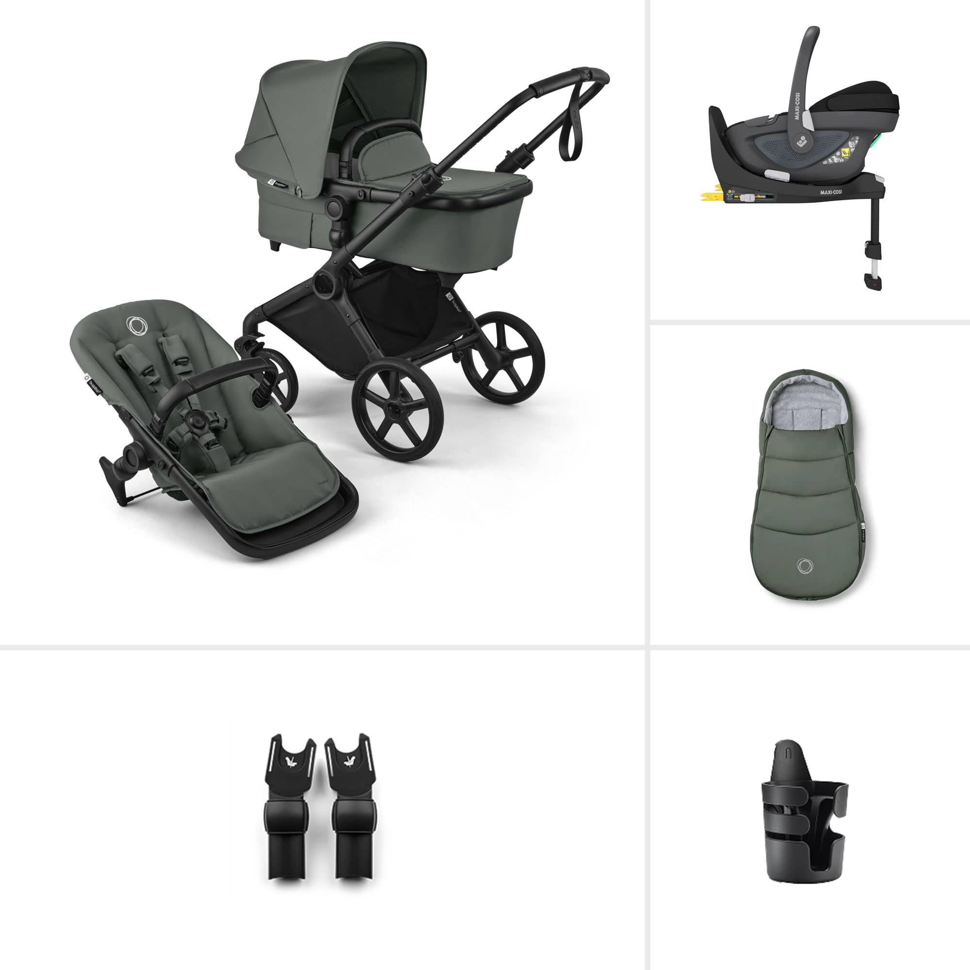 Bugaboo Cub Maxi-Cosi Ultimate Newborn Bundle in Forest Green
