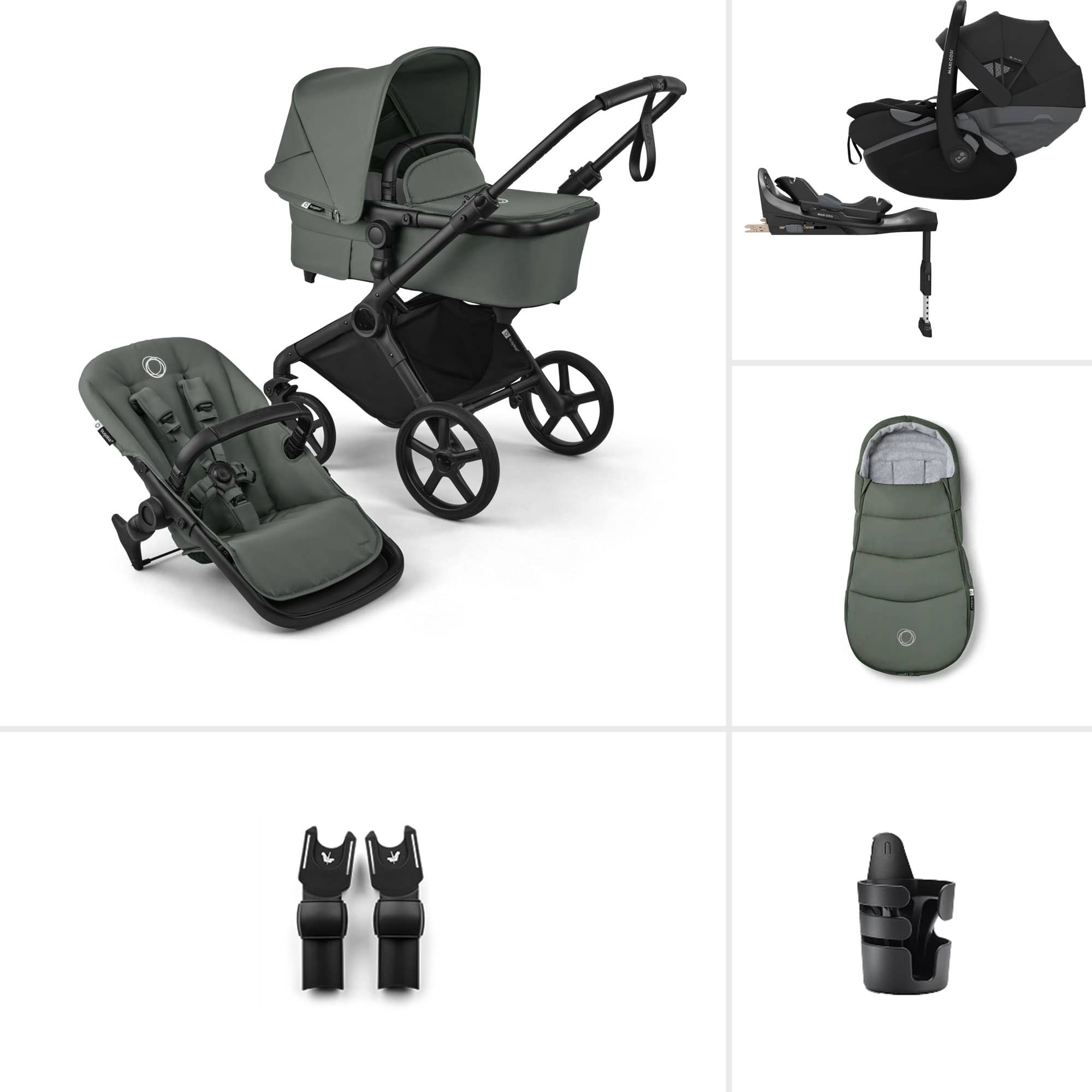 Bugaboo Cub Maxi-Cosi Ultimate Newborn Bundle in Forest Green Travel Systems 23236-CB-PSP-GRN 8717447321927