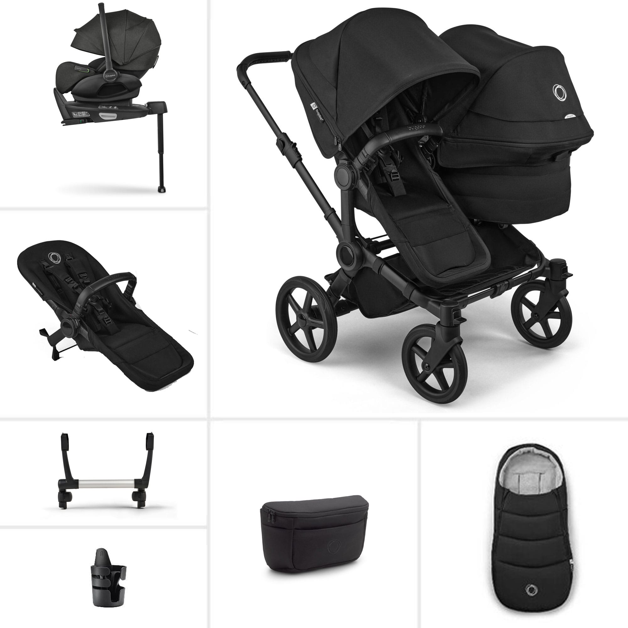 Bugaboo Donkey 6 Double Ultimate Newborn Bundle in Heritage Black Travel Systems 21673-HER-BLK 8717447404170