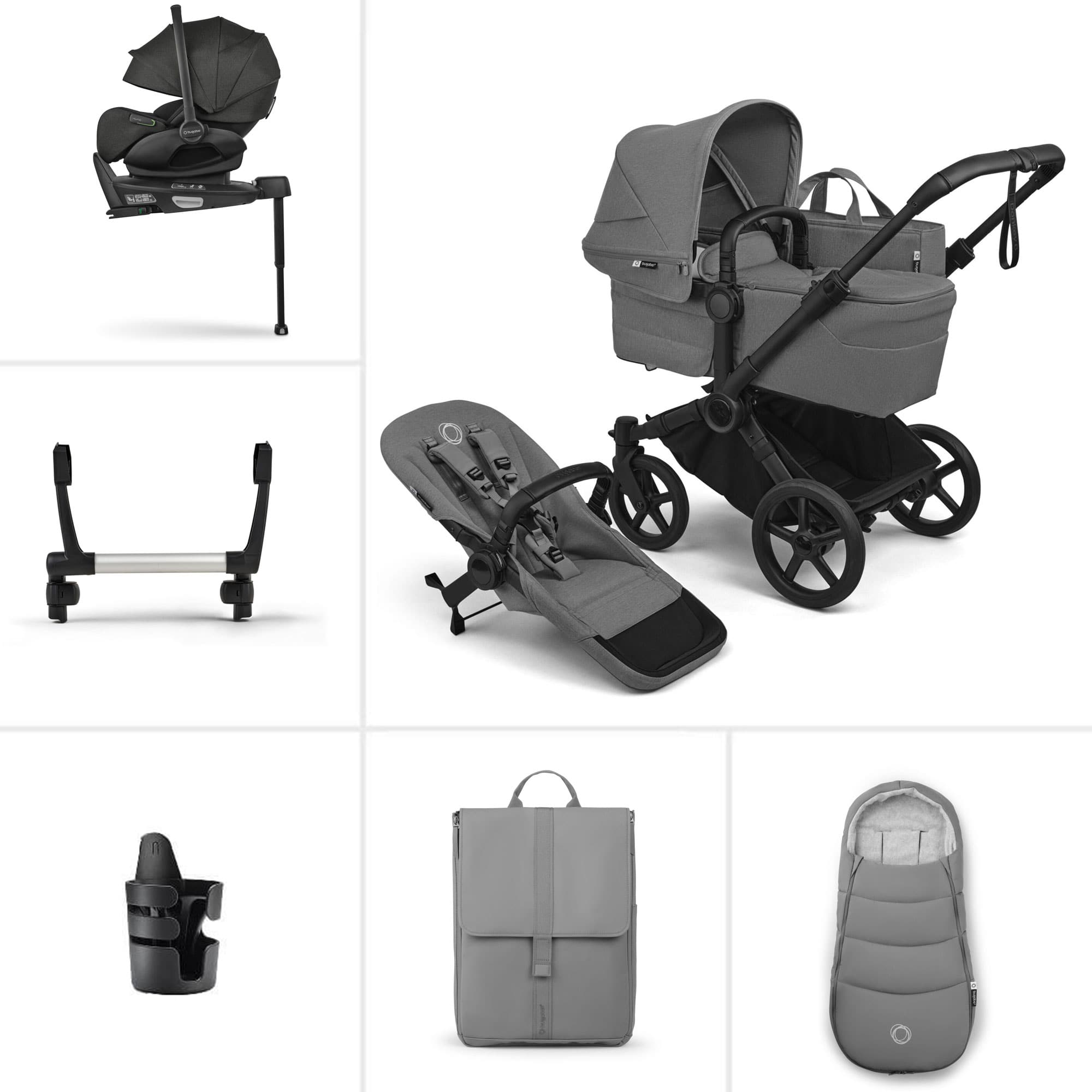 Bugaboo Donkey 6 Single Ultimate Newborn Bundle in Moon Grey Travel Systems 21660-MOO-GRY 8717447499251