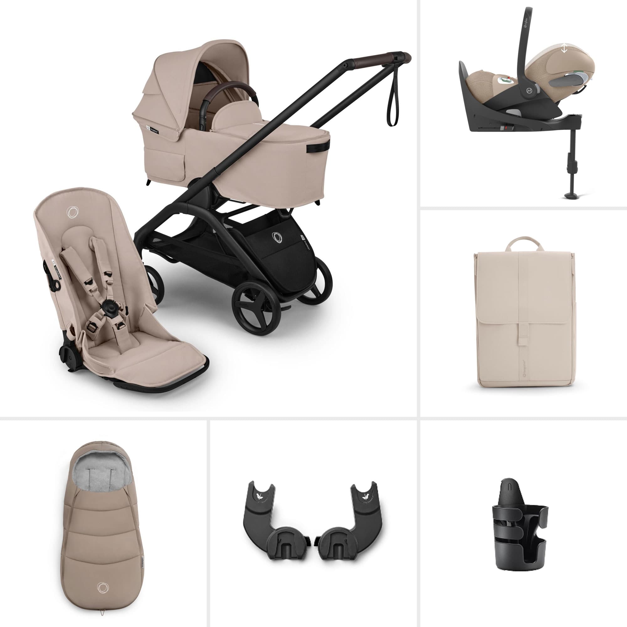 Bugaboo Dragonfly Plus Ultimate Cybex Travel System in Desert Taupe Travel Systems BUG-DFLY-PLUS-TPE-5 8717447495475
