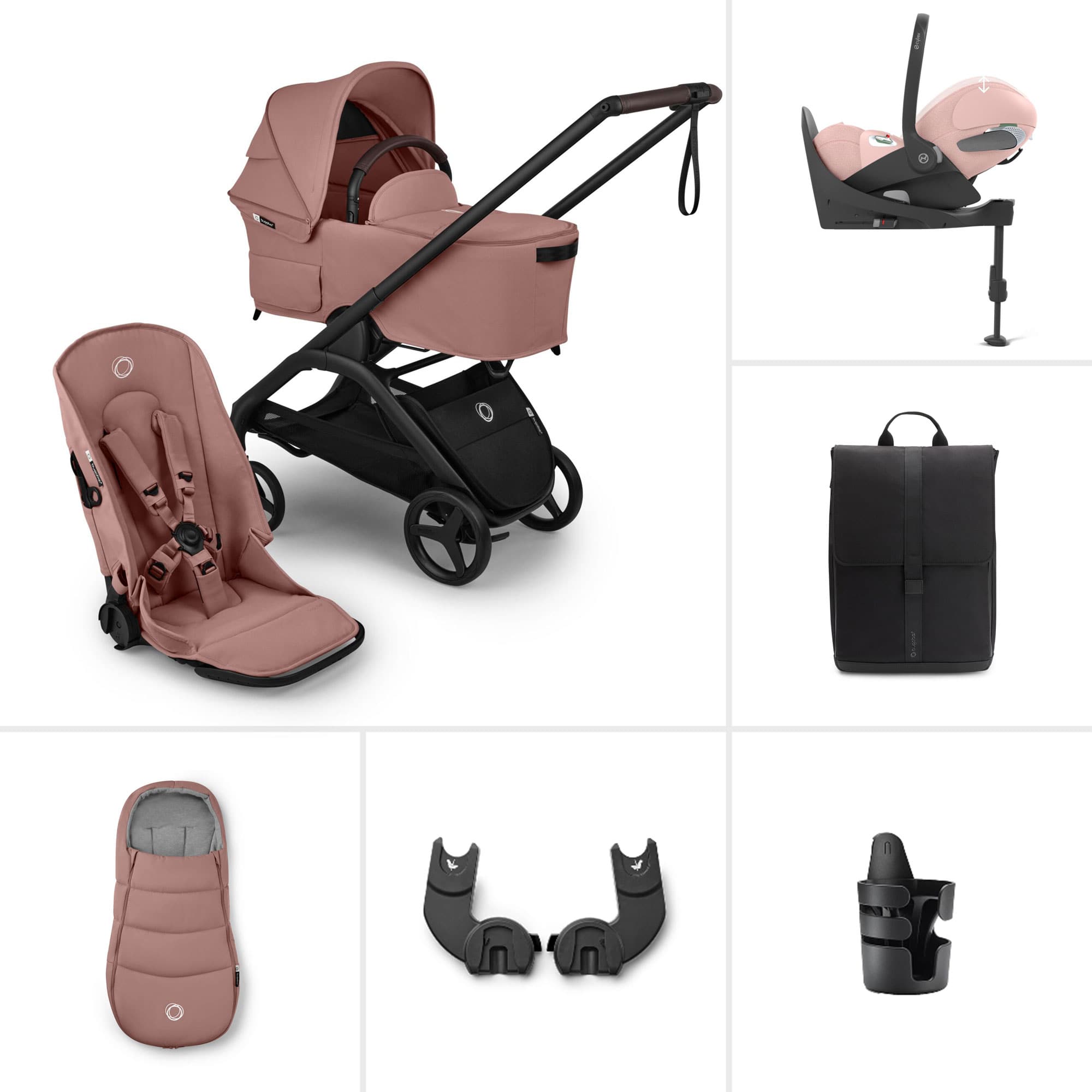 Bugaboo Dragonfly Plus Ultimate Cybex Travel System in Dusty Pink Travel Systems BUG-DFLY-PLUS-PNK-5 8717447521488