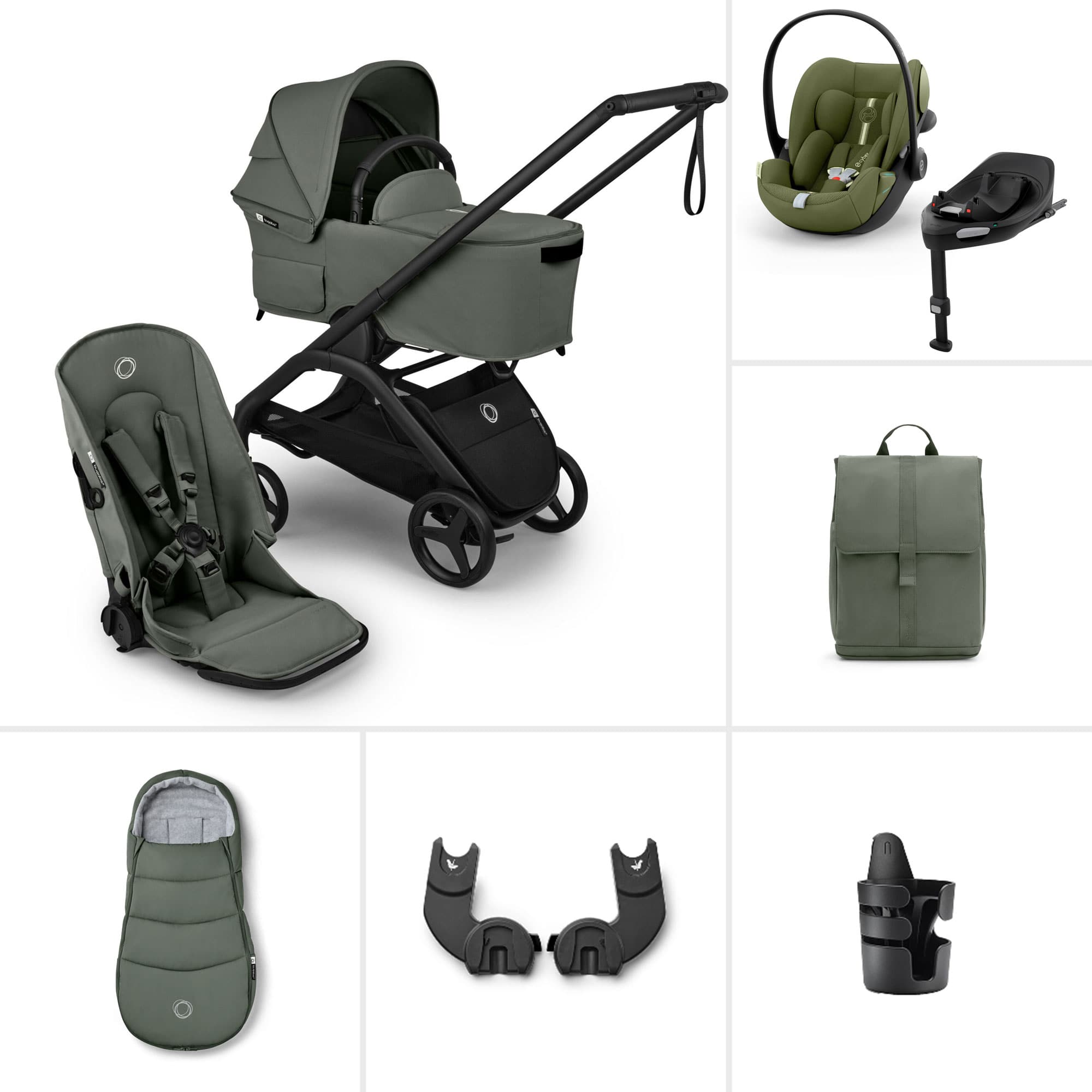 Bugaboo Dragonfly Plus Ultimate Cybex Travel System in Forest Green Travel Systems BUG-DFLY-PLUS-GRN-4 8717447393337