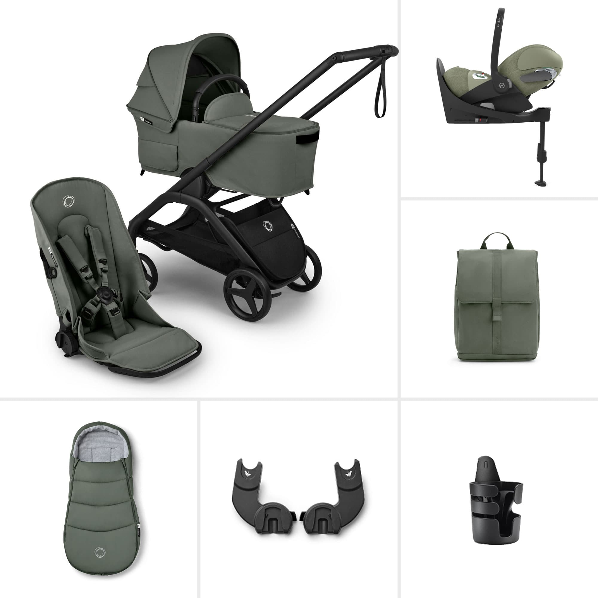 Bugaboo Dragonfly Plus Ultimate Cybex Travel System in Forest Green Travel Systems BUG-DFLY-PLUS-GRN-5 8717447393337