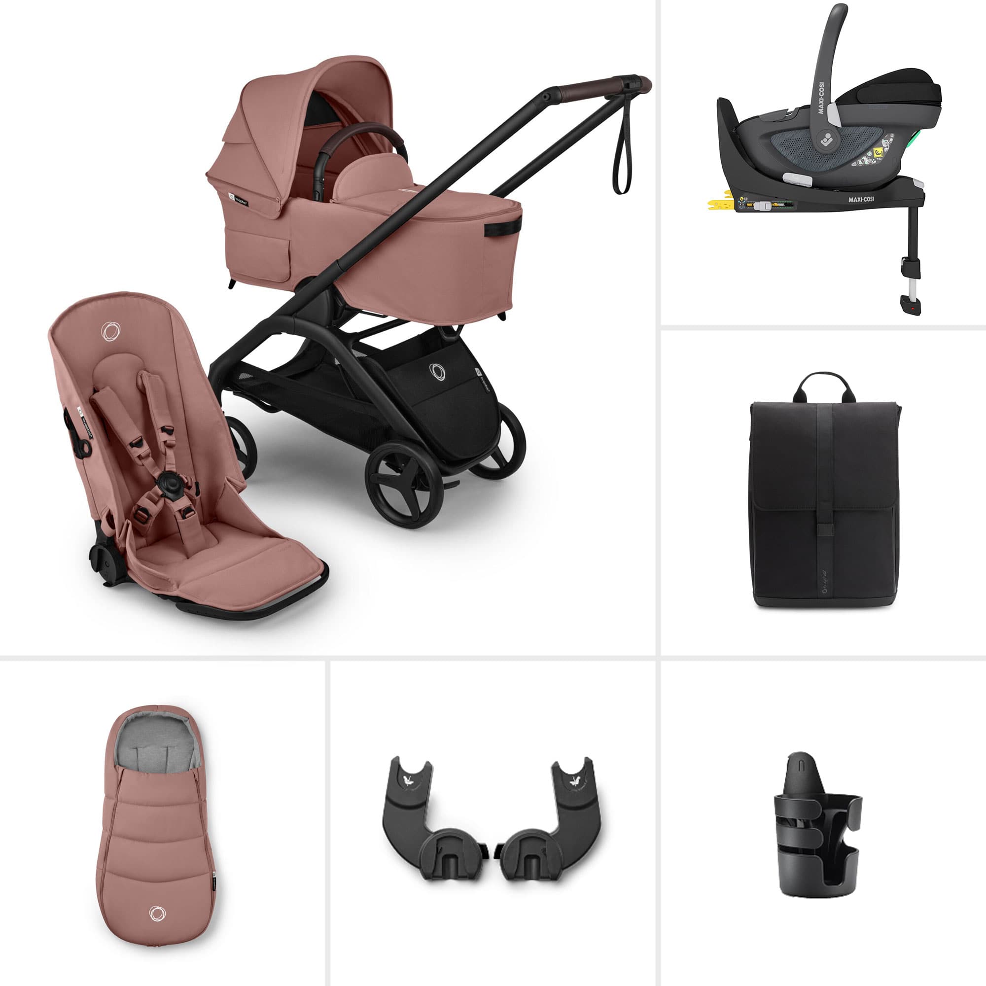 Bugaboo Dragonfly Plus Ultimate Maxi-Cosi Travel System in Dusty Pink Travel Systems BUG-DFLY-PLUS-PNK-2 8717447521488