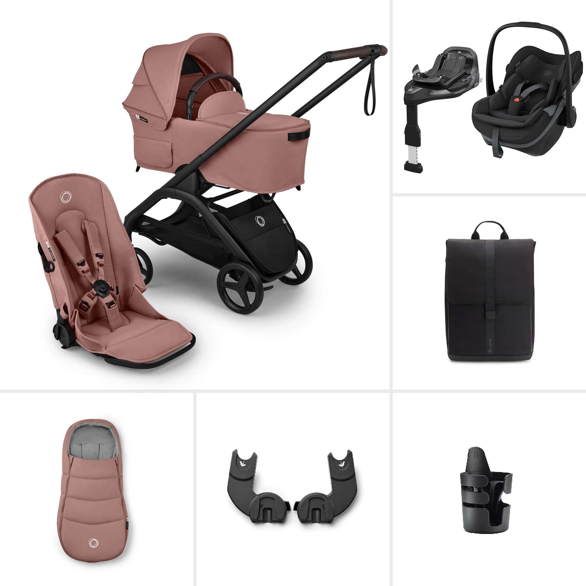 Bugaboo Dragonfly Plus Ultimate Maxi-Cosi Travel System in Dusty Pink Travel Systems BUG-DFLY-PLUS-PNK-3 8717447521488