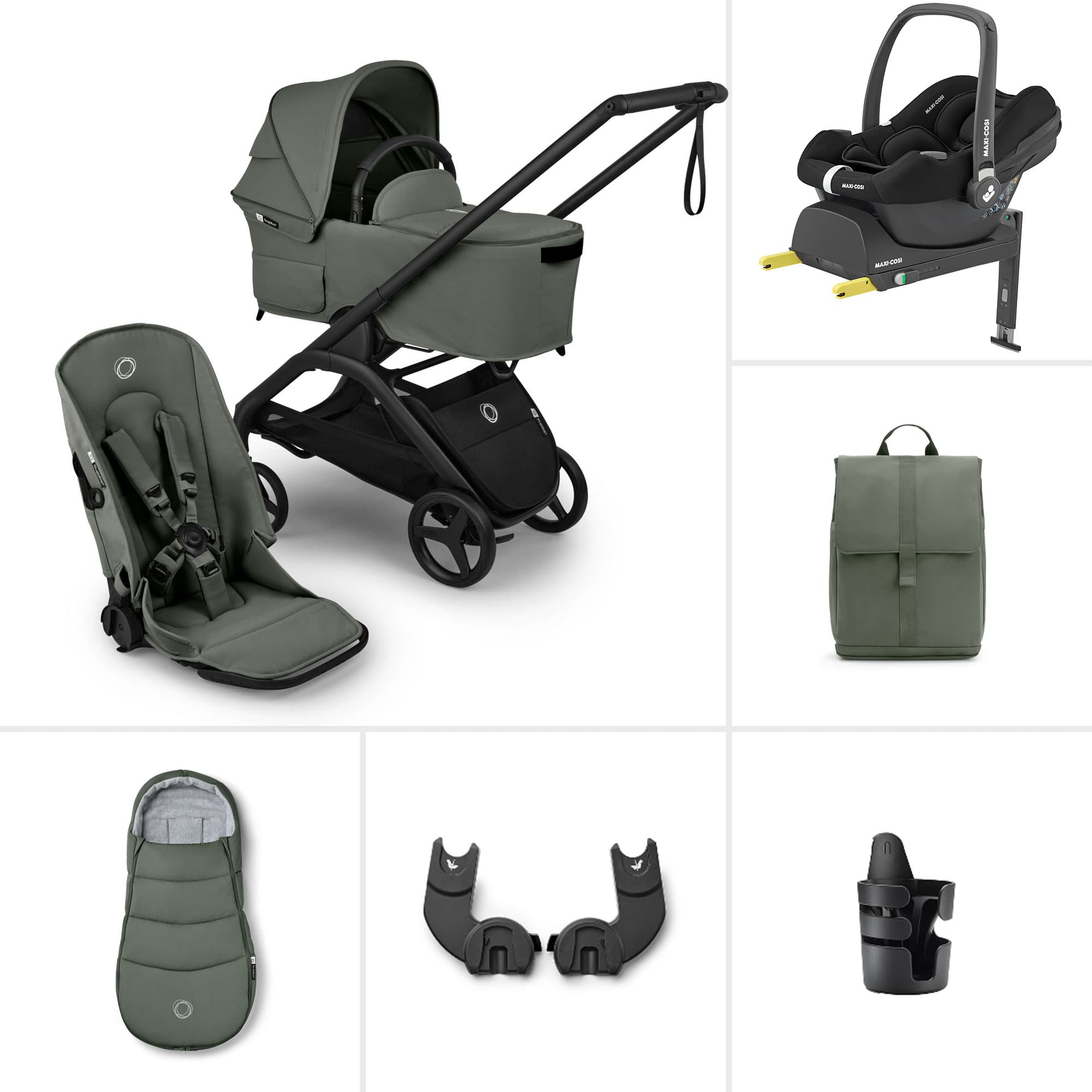 Bugaboo Dragonfly Plus Ultimate Maxi-Cosi Travel System in Forest Green Travel Systems BUG-DFLY-PLUS-GRN-1 8717447393337
