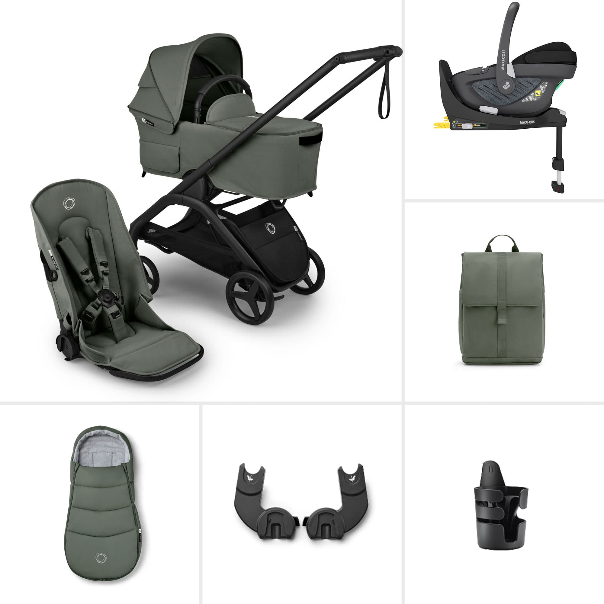 Bugaboo Dragonfly Plus Ultimate Maxi-Cosi Travel System in Forest Green Travel Systems BUG-DFLY-PLUS-GRN-2 8717447393337