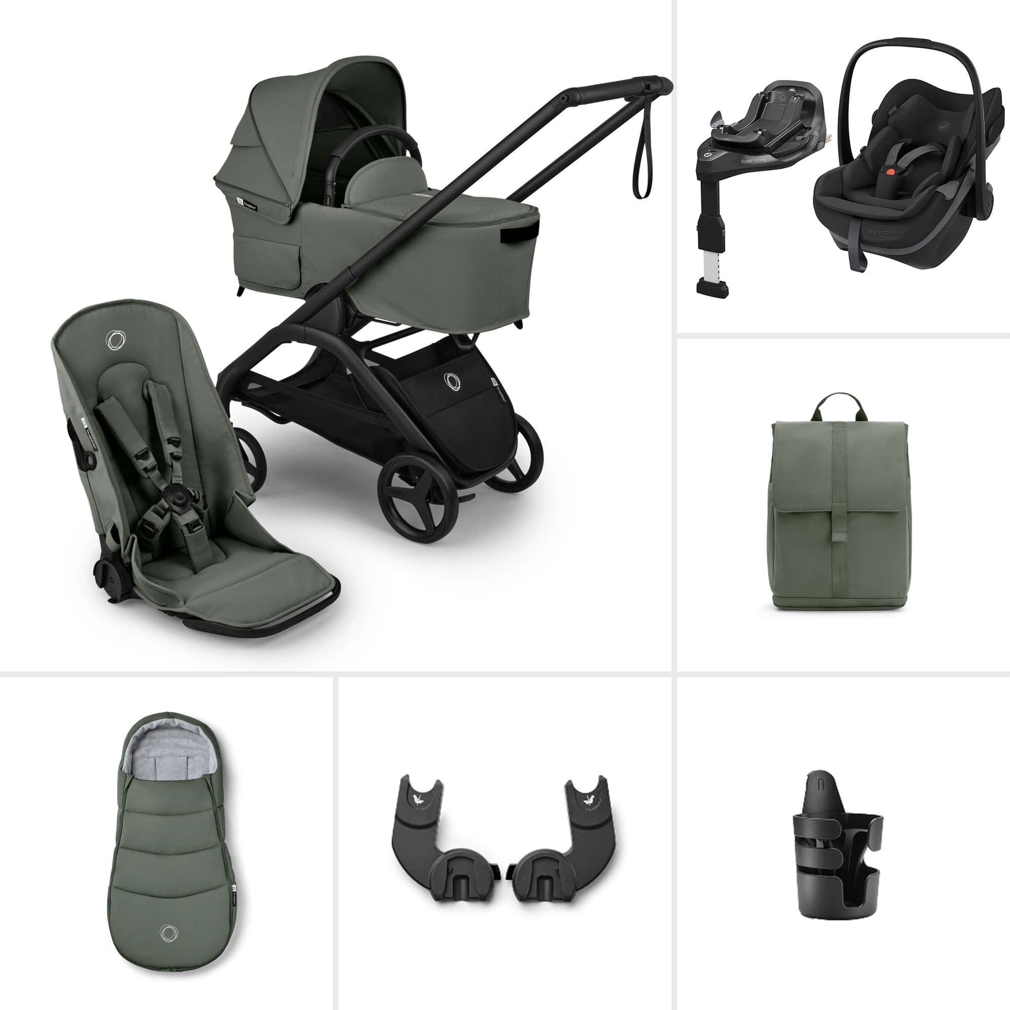 Bugaboo Dragonfly Plus Ultimate Maxi-Cosi Travel System in Forest Green Travel Systems BUG-DFLY-PLUS-GRN-3 8717447393337