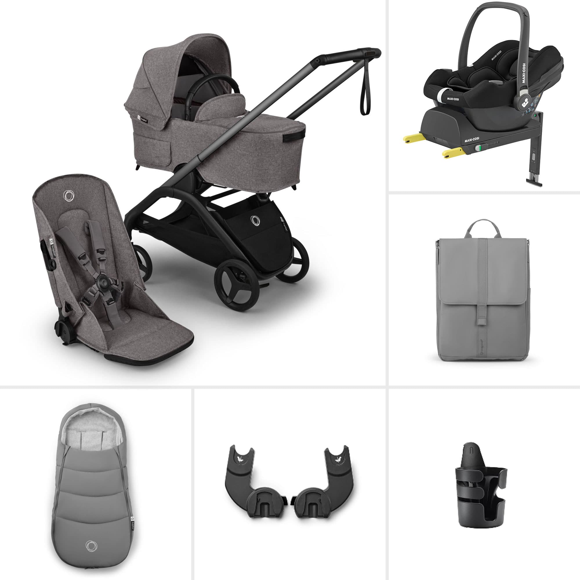 Bugaboo Dragonfly Plus Ultimate Maxi-Cosi Travel System in Grey Melange Travel Systems BUG-DFLY-PLUS-GRY-1 8717447303633