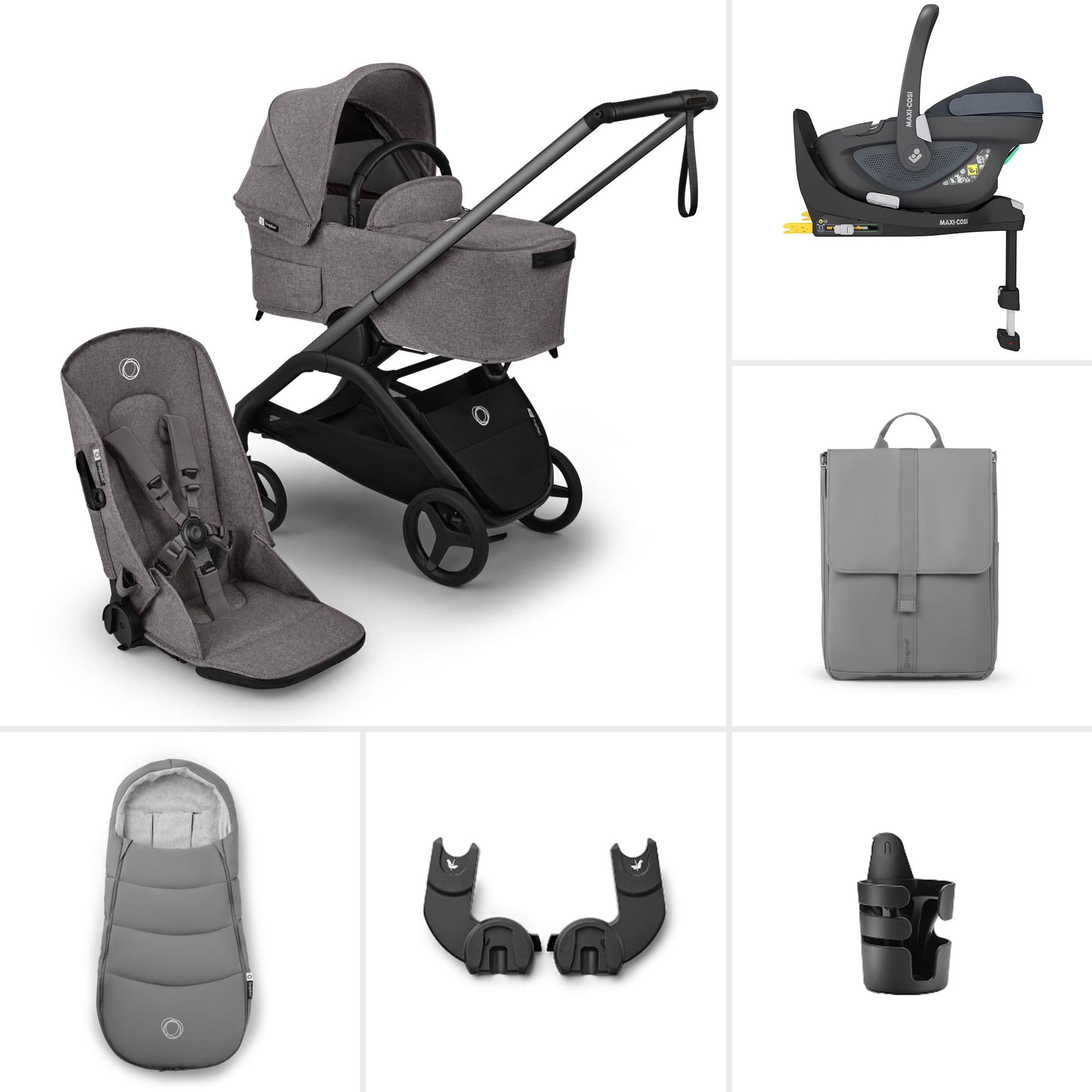 Bugaboo Dragonfly Plus Ultimate Maxi-Cosi Travel System in Grey Melange Travel Systems BUG-DFLY-PLUS-GRY-2 8717447303633