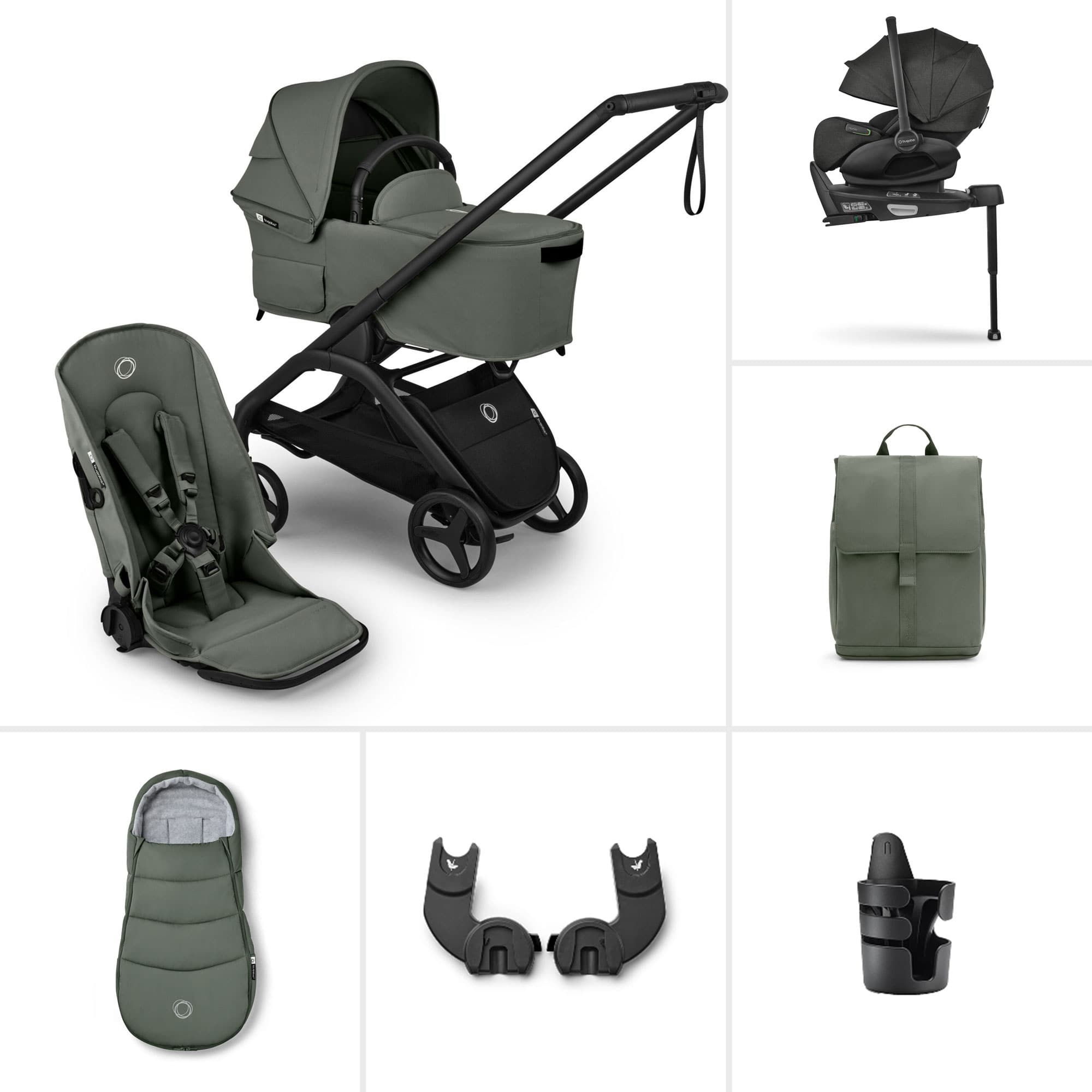 Bugaboo Dragonfly Plus Ultimate Newborn Bundle - Forest Green Travel Systems BUG-DFLY-PLUS-ULT-5 8717447393337