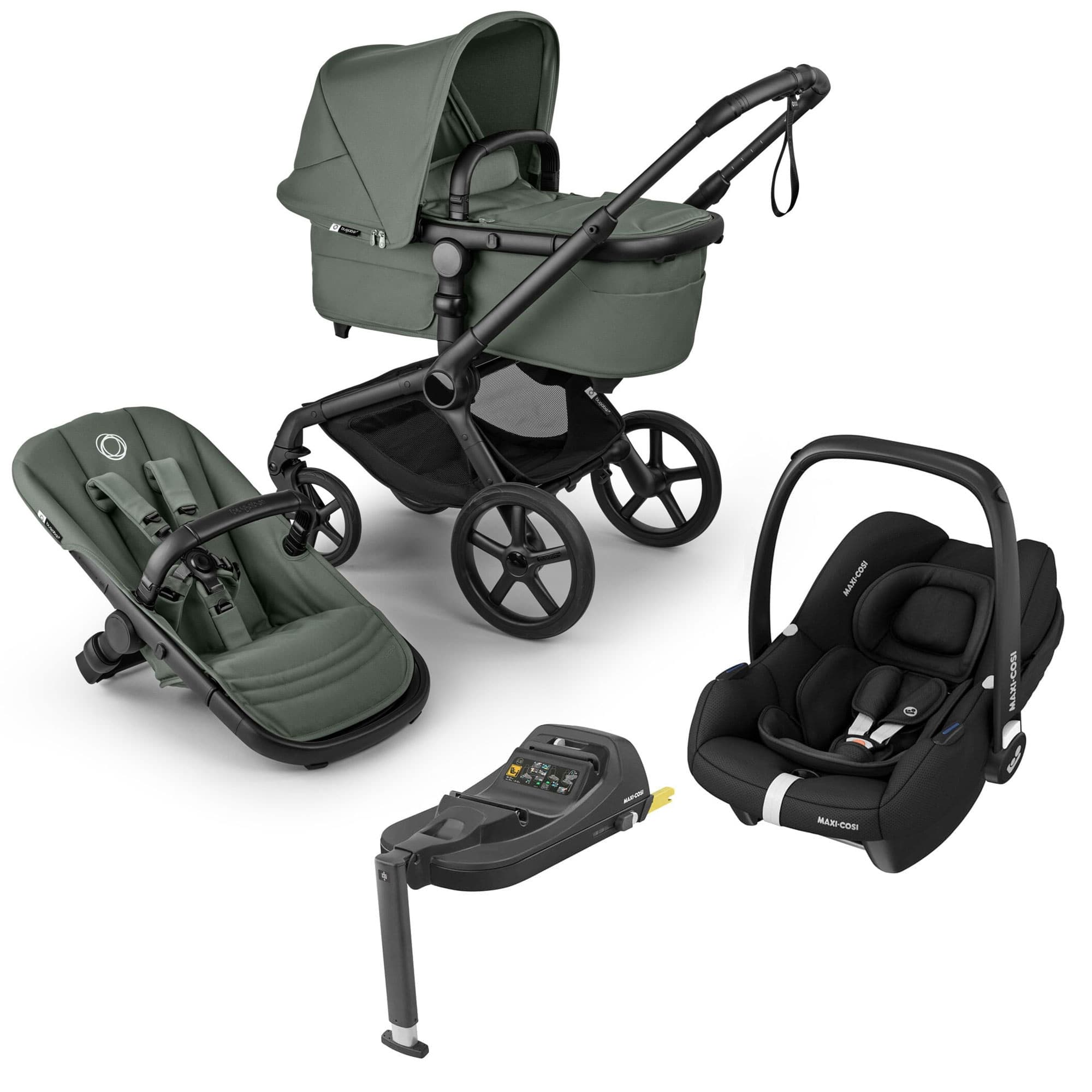 Bugaboo Fox 5 Renew Maxi-Cosi Travel System in Forest Green Travel Systems 20518-TS-CAB-GRN 8717447622239