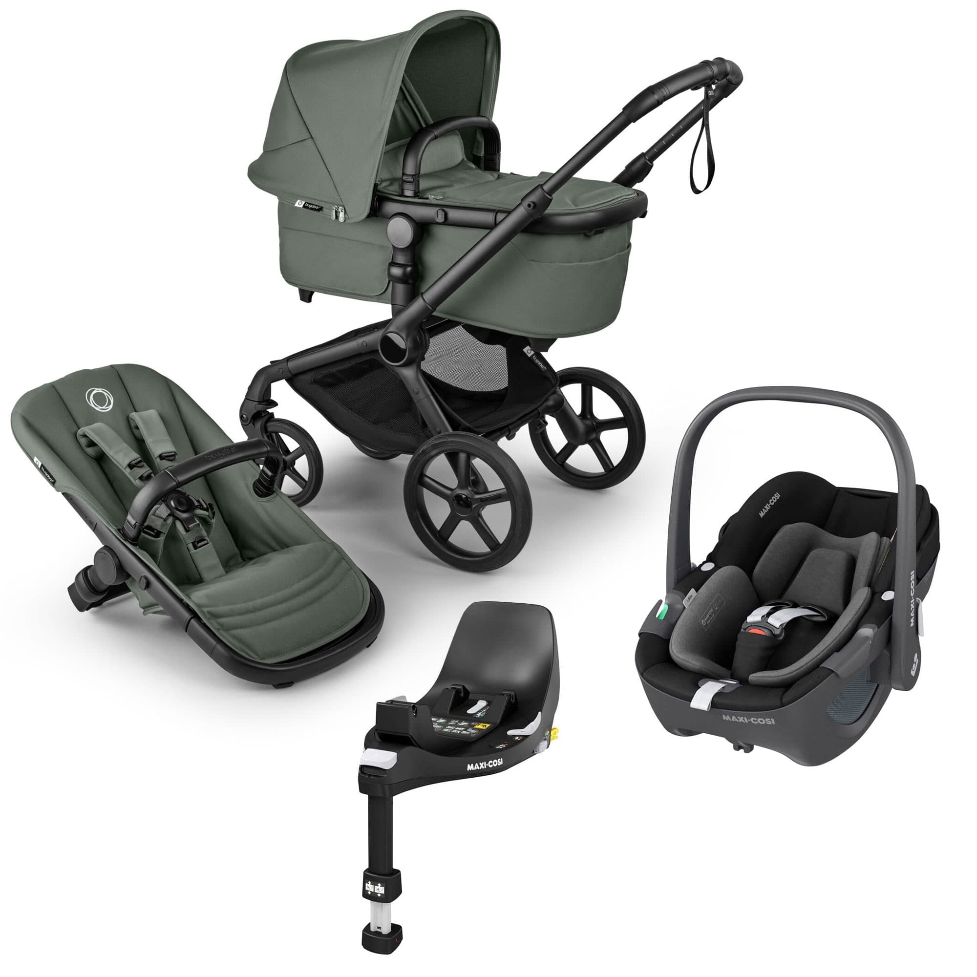 Bugaboo Fox 5 Renew Maxi-Cosi Travel System in Forest Green Travel Systems 20518-TS-PEB-GRN 8717447622239