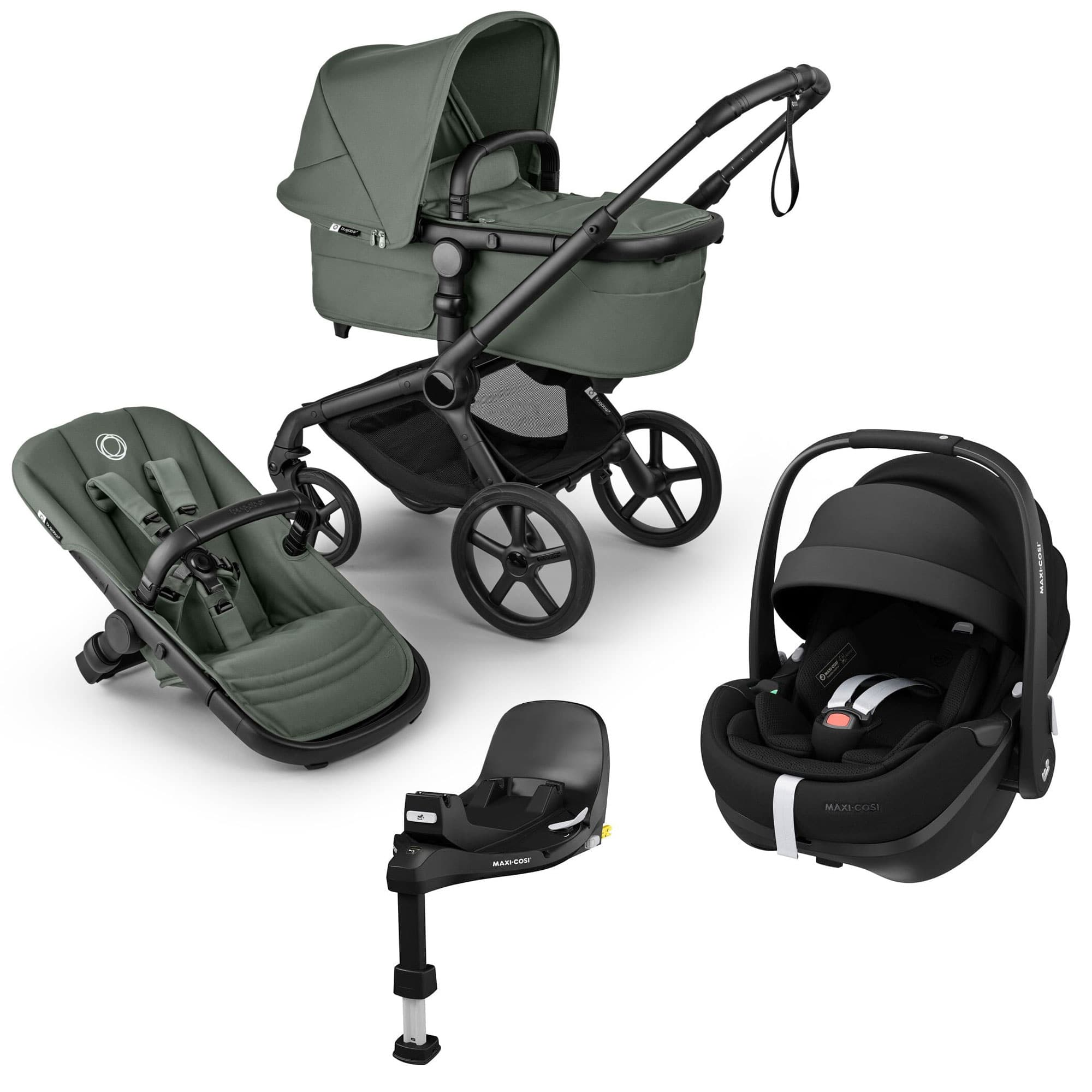 Bugaboo Fox 5 Renew Maxi-Cosi Travel System in Forest Green Travel Systems 20518-TS-PV2-GRN 8717447622239