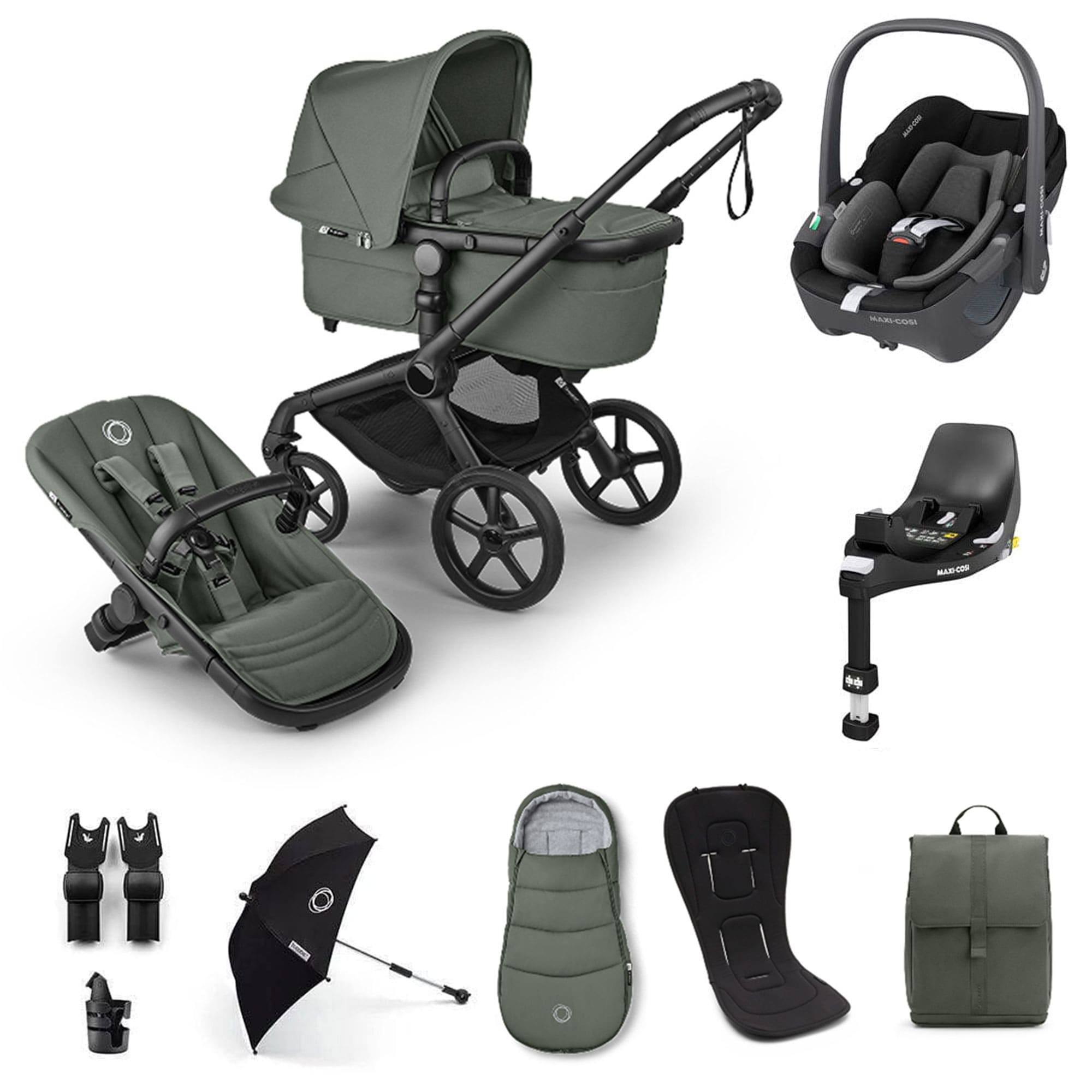 Bugaboo Fox 5 Renew Ultimate Maxi-Cosi Bundle in Forest Green Travel Systems 20510-ULT-PEB-GRN 8717447622239
