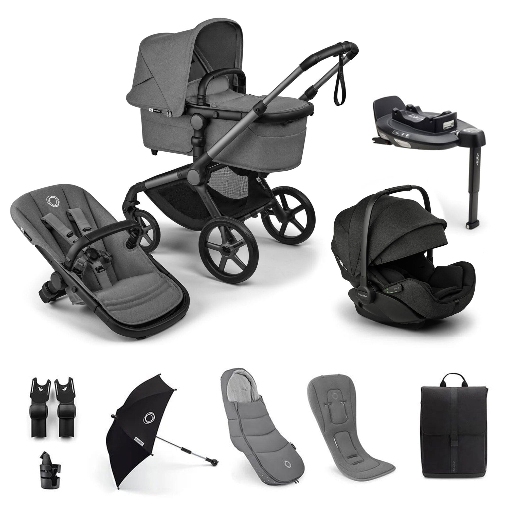 Bugaboo Fox 5 Renew Ultimate Newborn Bundle in Moon Grey Travel Systems 18786-ULT-NEW-GRE 8717447391630