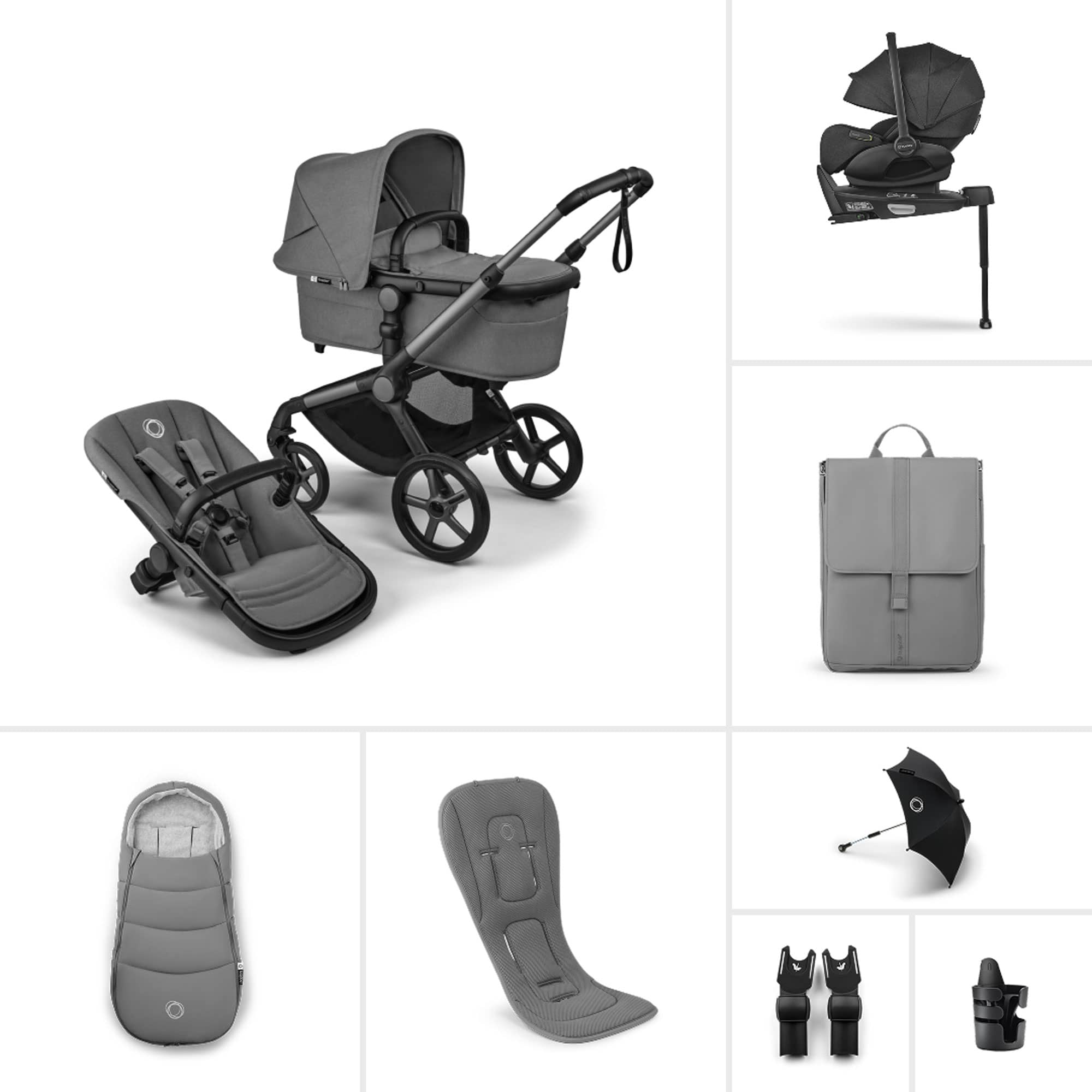 Bugaboo Fox 5 Renew Ultimate Newborn Bundle in Moon Grey Travel Systems 18786-ULT-NEW-GRE 8717447391630
