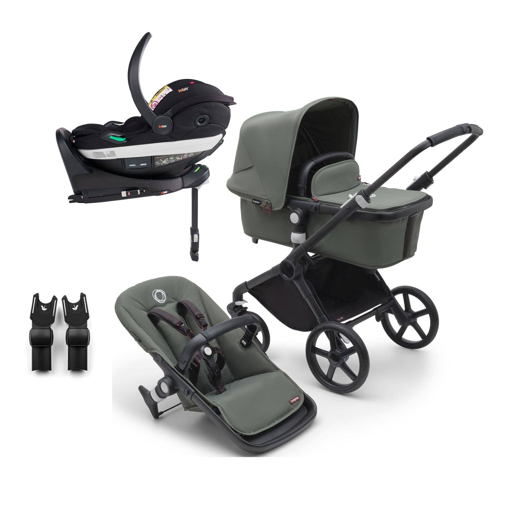 Bugaboo Fox Cub BeSafe Travel System in Black/Forest Green Travel Systems 19994-FXCB-BEY 8717447406891