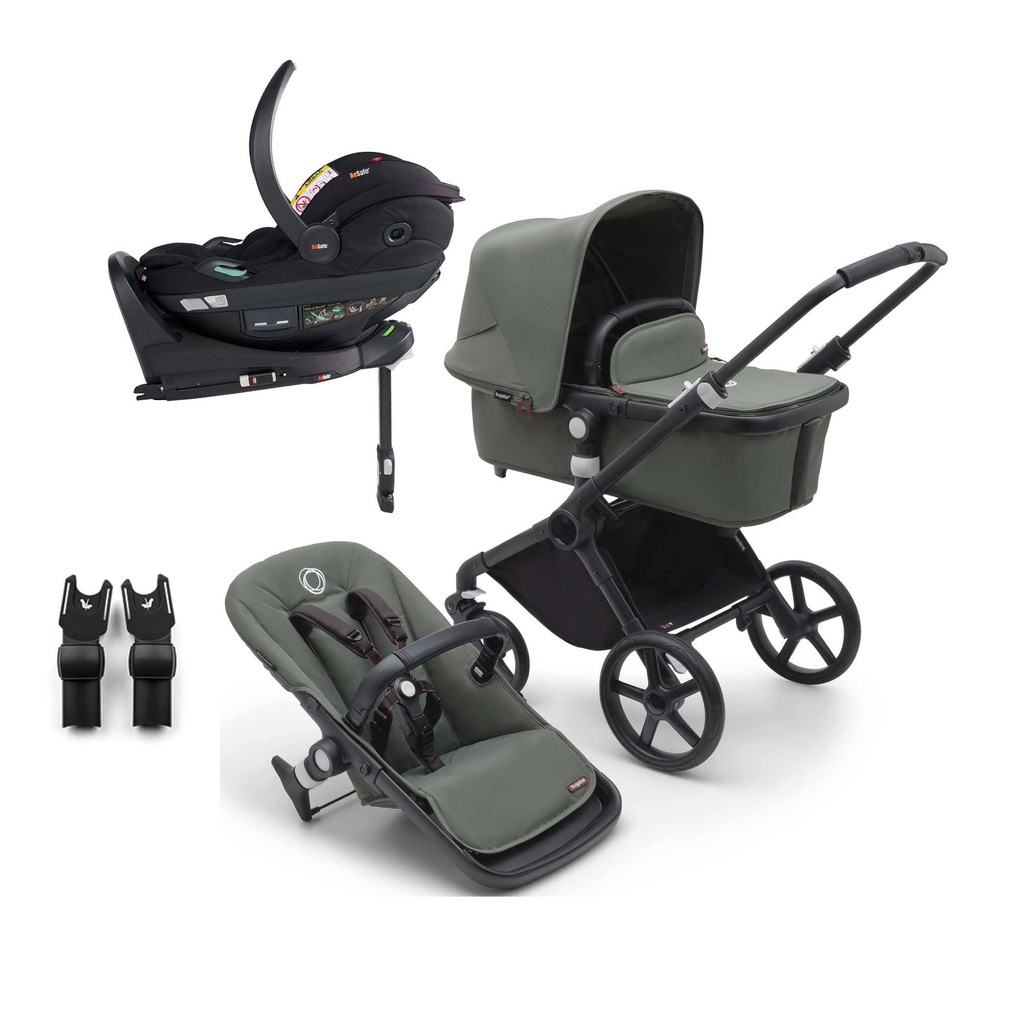Bugaboo Fox Cub BeSafe Travel System in Black/Forest Green Travel Systems 19994-FXCB-BEY 8717447406891