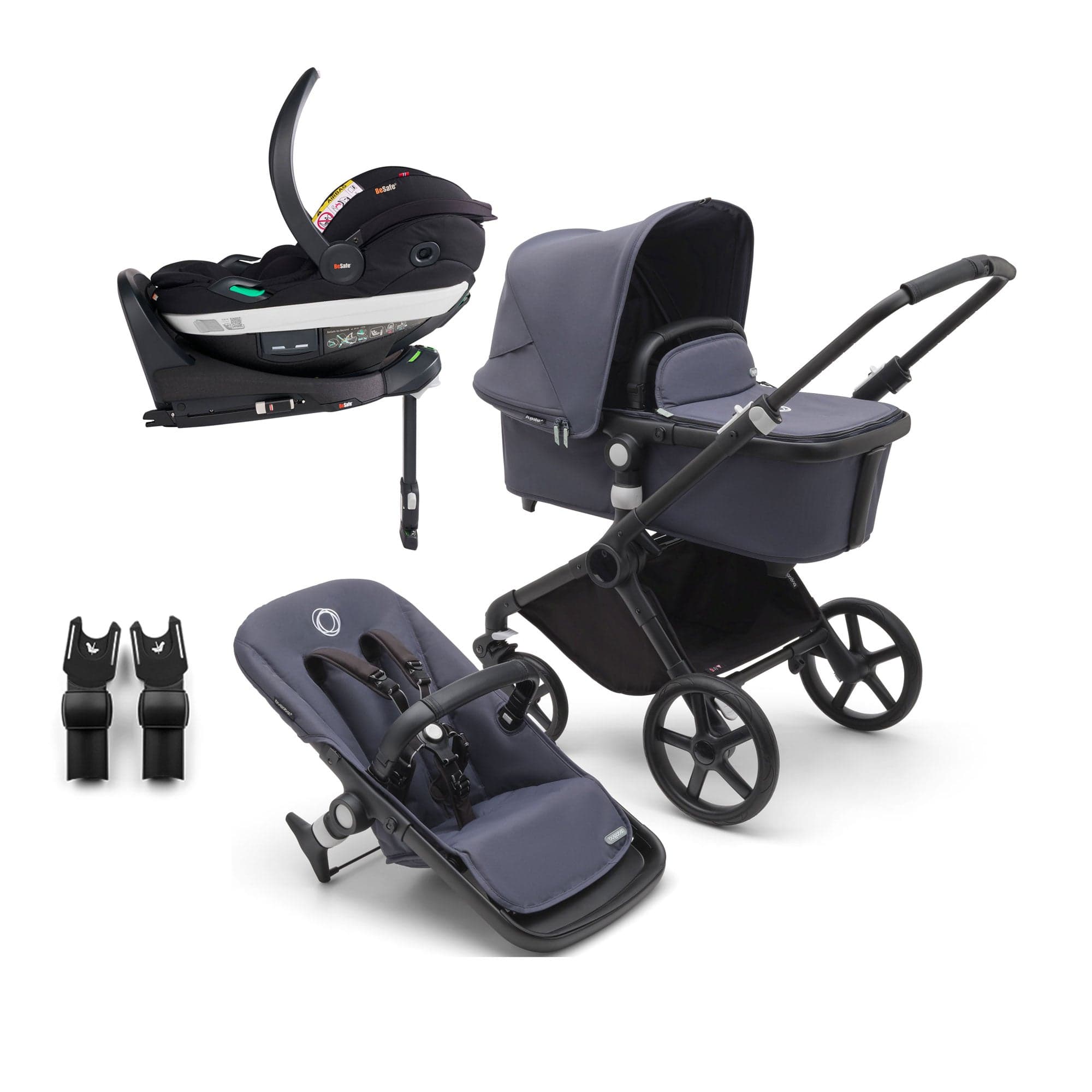 Bugaboo Fox Cub BeSafe Travel System in Black/Stormy Blue Travel Systems 19995-FXCB-BEY 8717447434542