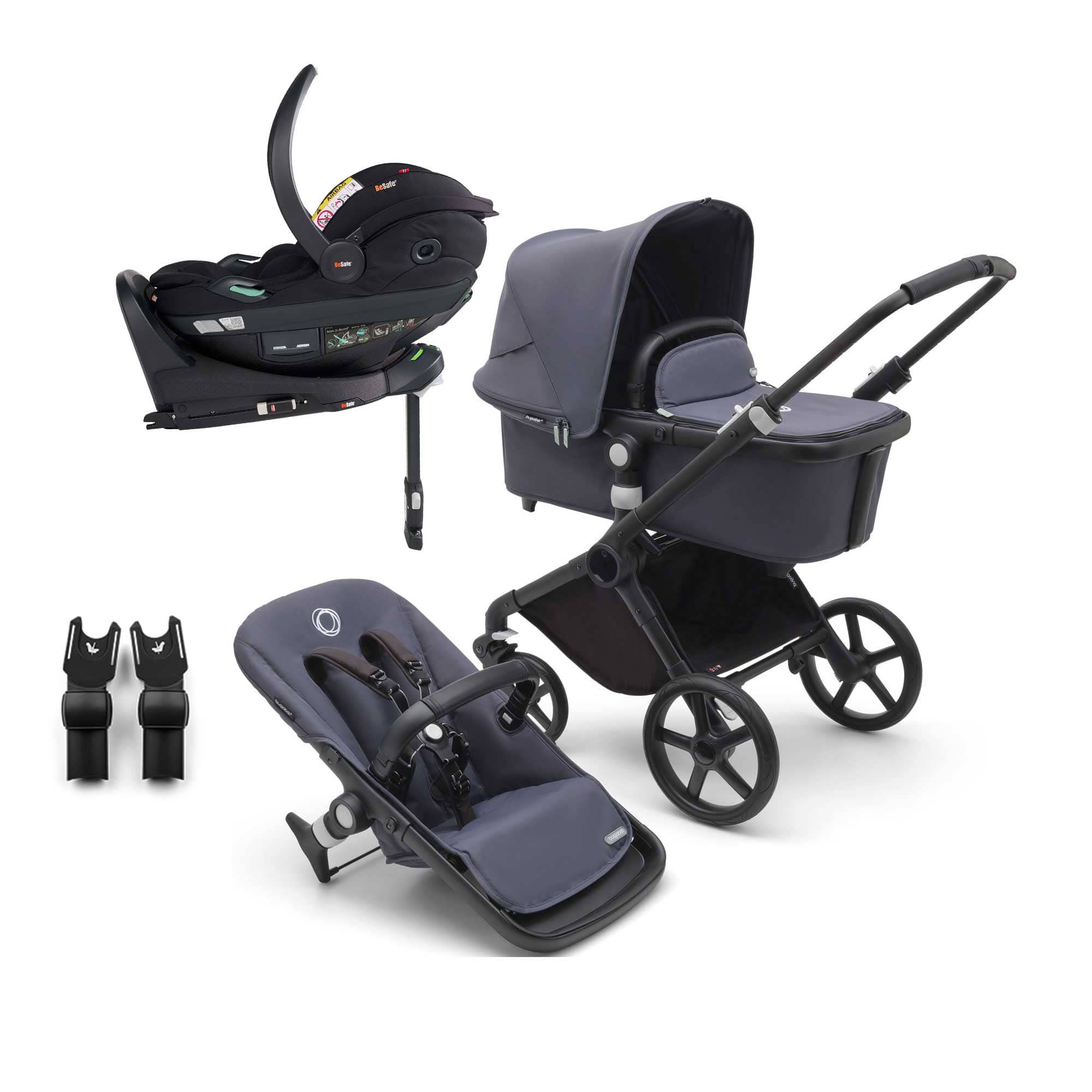 Bugaboo Fox Cub BeSafe Travel System in Black/Stormy Blue Travel Systems 19995-FXCB-BEY 8717447434542