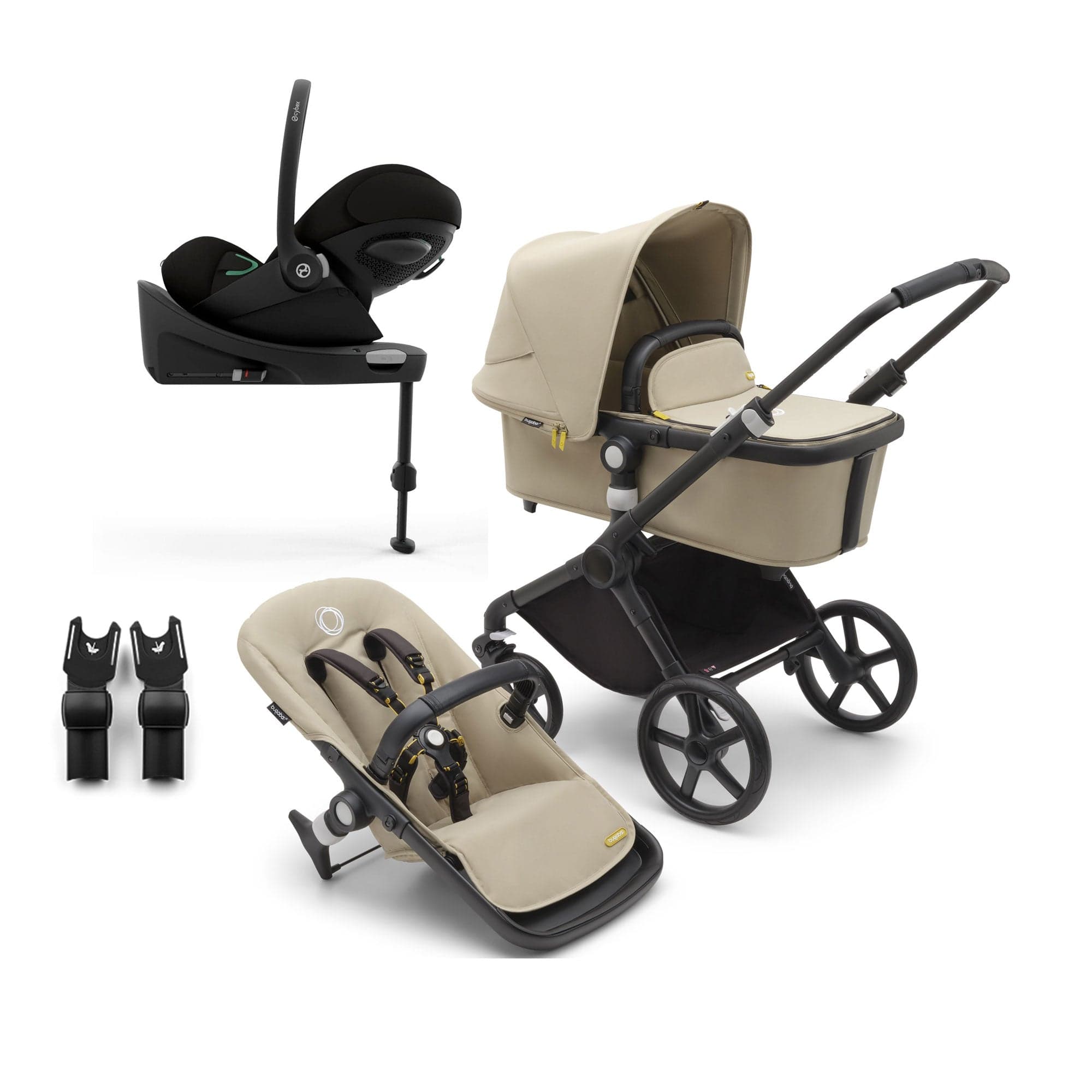 Bugaboo Fox Cub Cybex Travel System in Black/Desert Beige Travel Systems 19983-FXCB-CLG 8717447251545