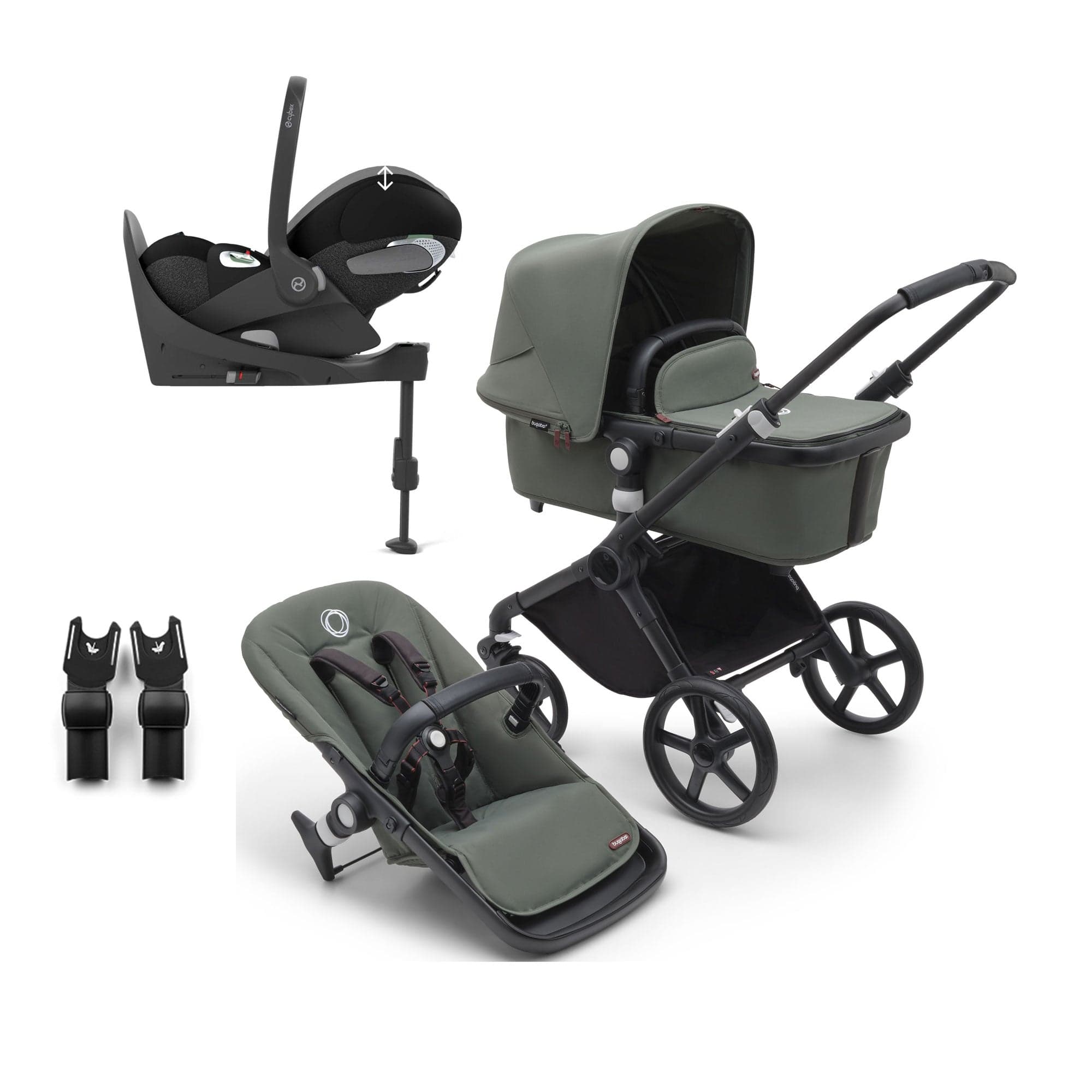 Bugaboo Fox Cub Cybex Travel System in Black/Forest Green Travel Systems 19989-FXCB-CLT 8717447406891