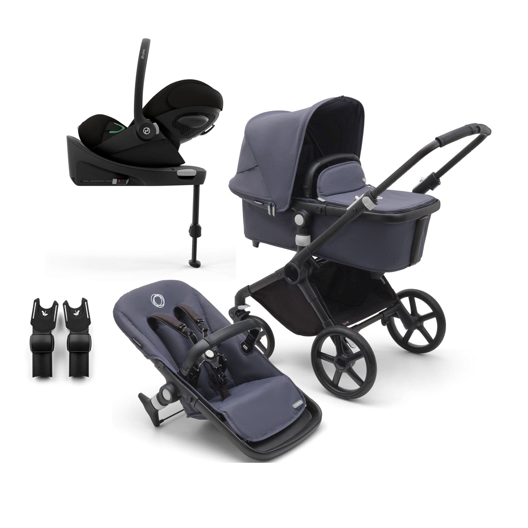 Bugaboo Fox Cub Cybex Travel System in Black/Stormy Blue Travel Systems 19980-FXCB-CLG 8717447434542