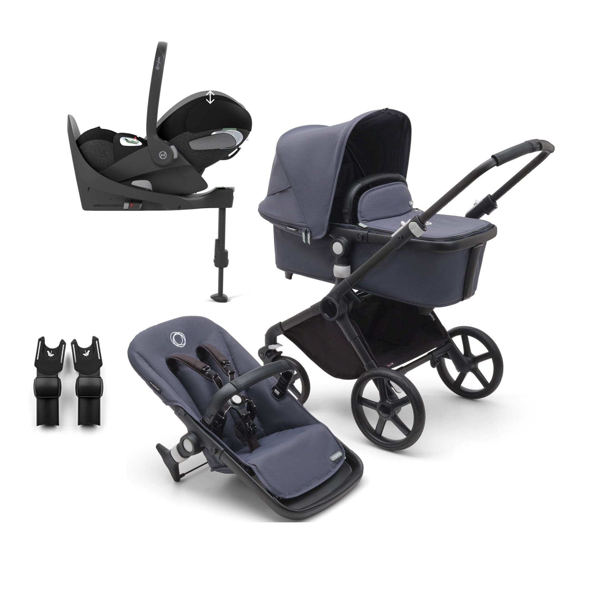 Bugaboo Fox Cub Cybex Travel System in Black/Stormy Blue Travel Systems 19980-FXCB-CLT 8717447434542