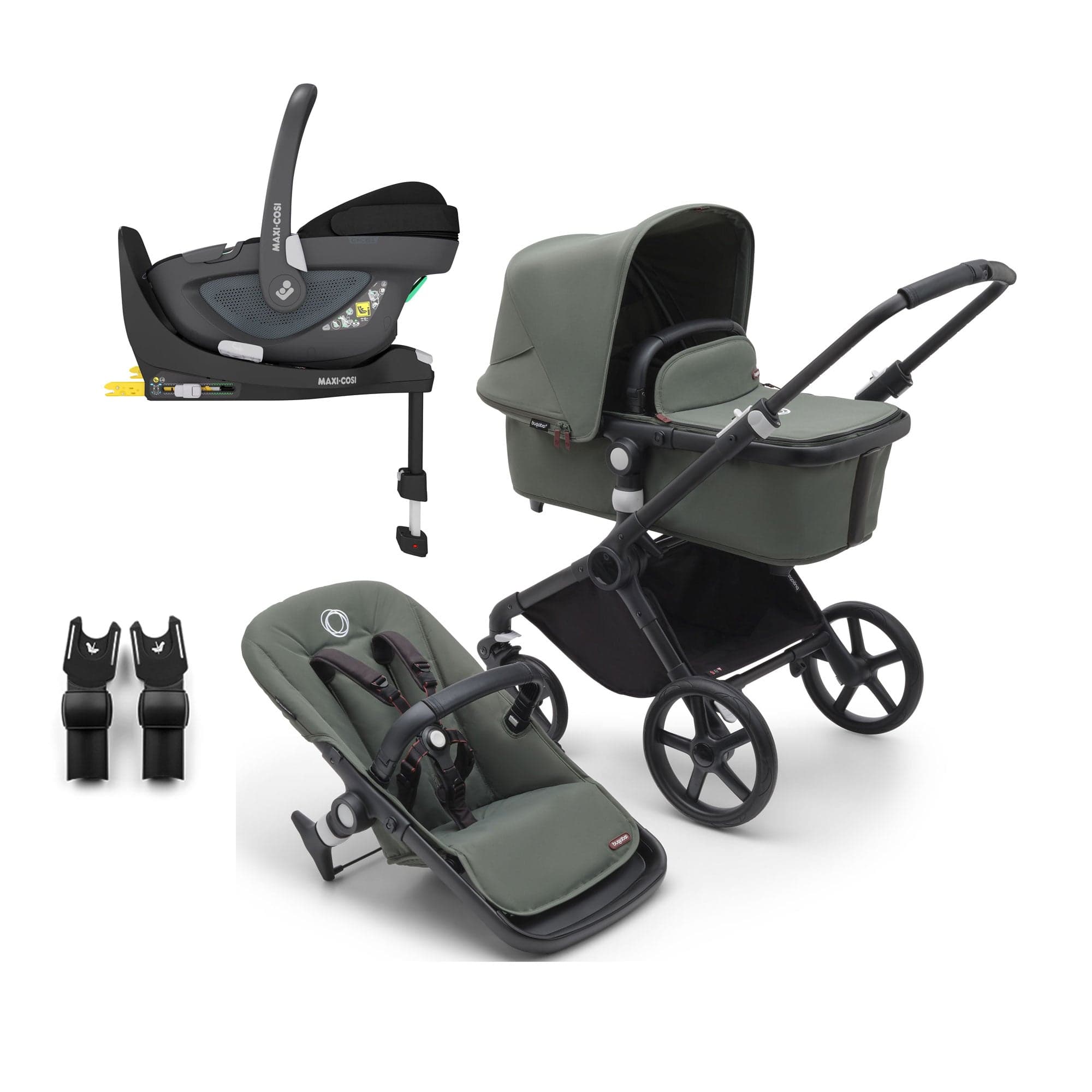 bugaboo fox forest green Bugaboo Fox Cub Maxi-Cosi Travel System in Black/Forest Green