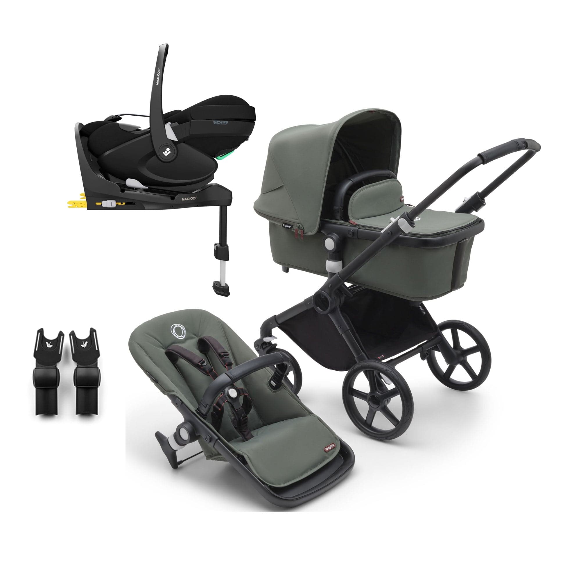 maxicosi bugaboo Bugaboo Fox Cub Maxi-Cosi Travel System in Black/Forest Green
