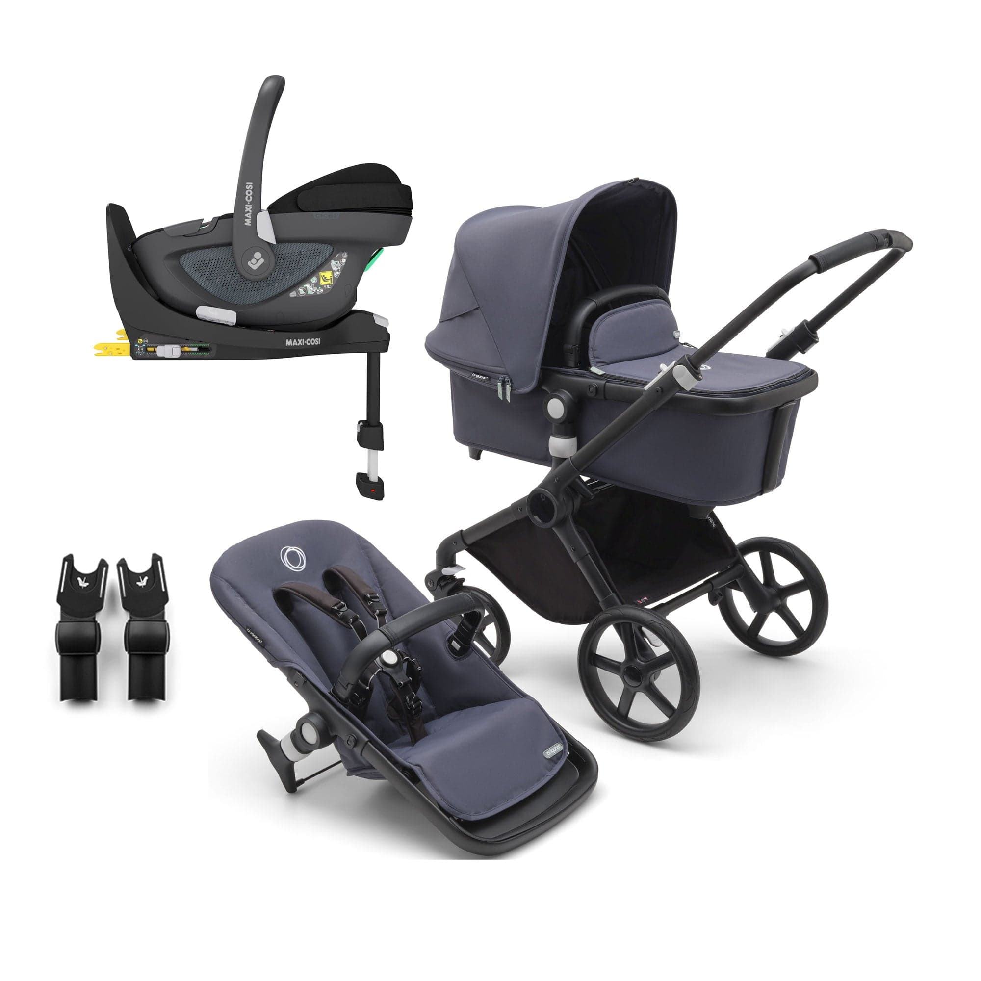 Bugaboo Fox Cub Maxi-Cosi Travel System in Black/Stormy Blue Travel Systems 19977-FXCB-PEB 8717447434542