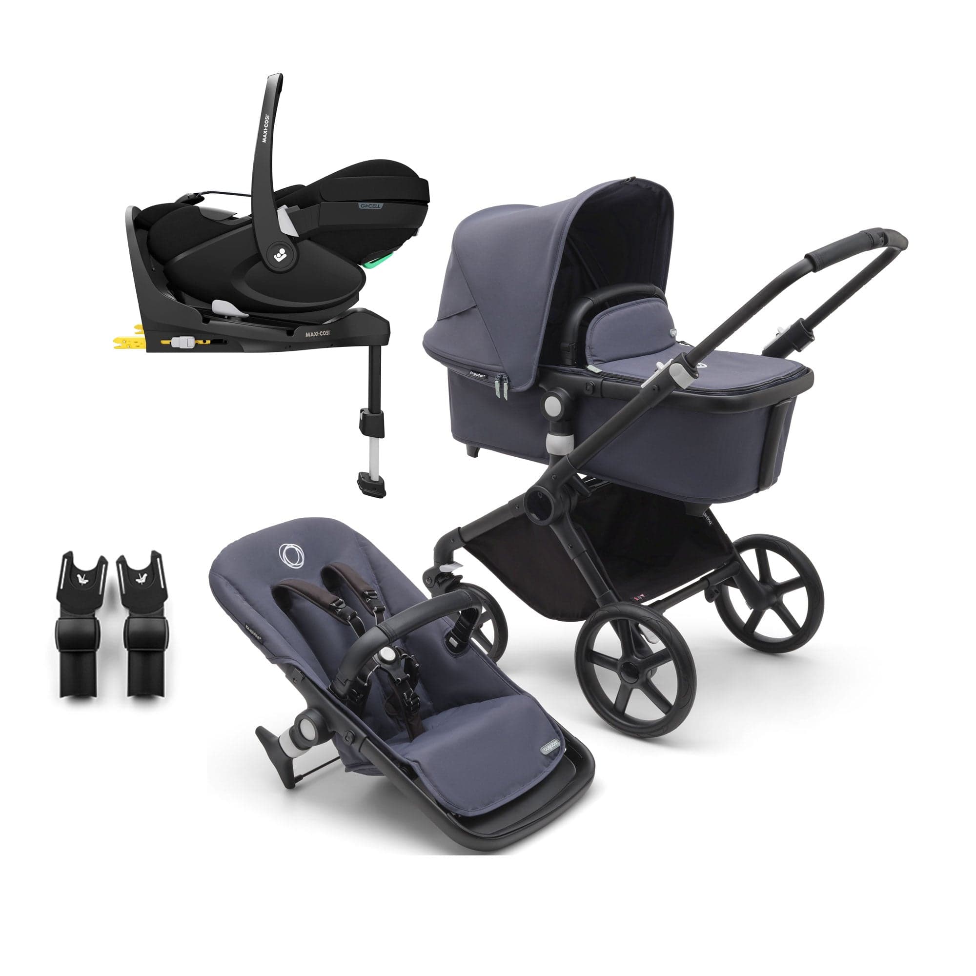 maxi cosi compatible with bugaboo Bugaboo Fox Cub Maxi-Cosi Travel System in Black/Stormy Blue